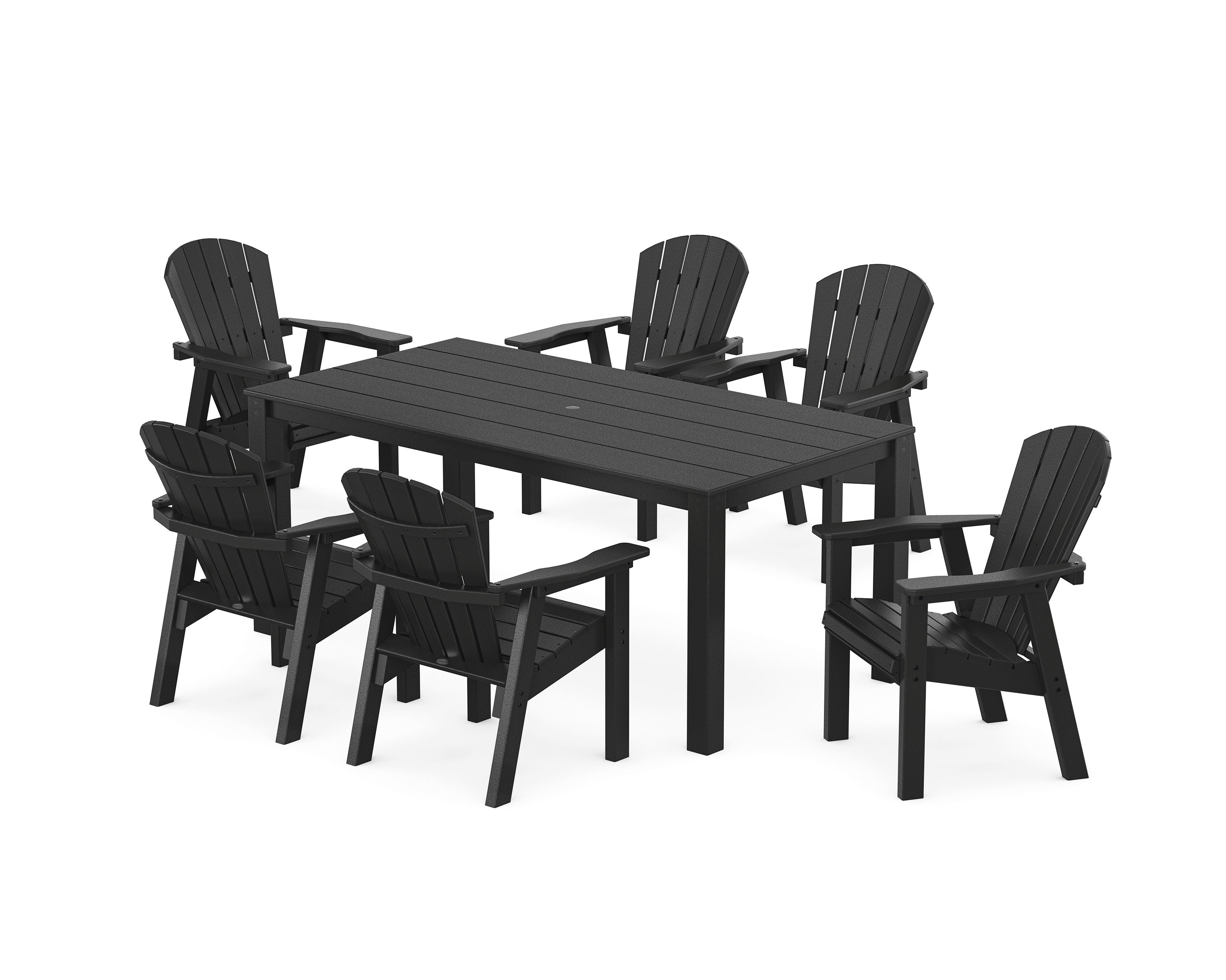 Seashell 7-Piece Parsons Dining Set in Black