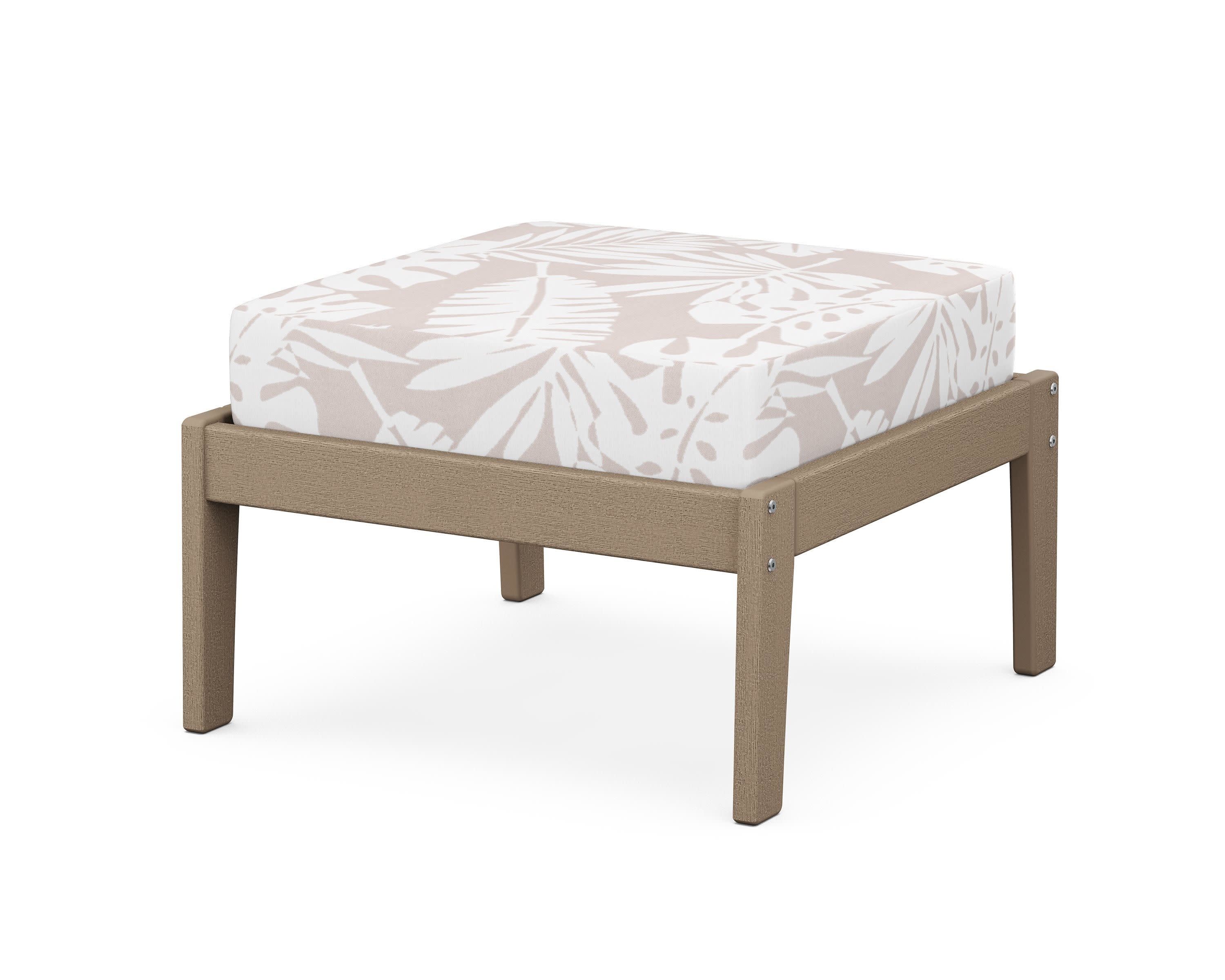 Deep Seating Ottoman in Vintage Sahara / Leaf Dune Burlap