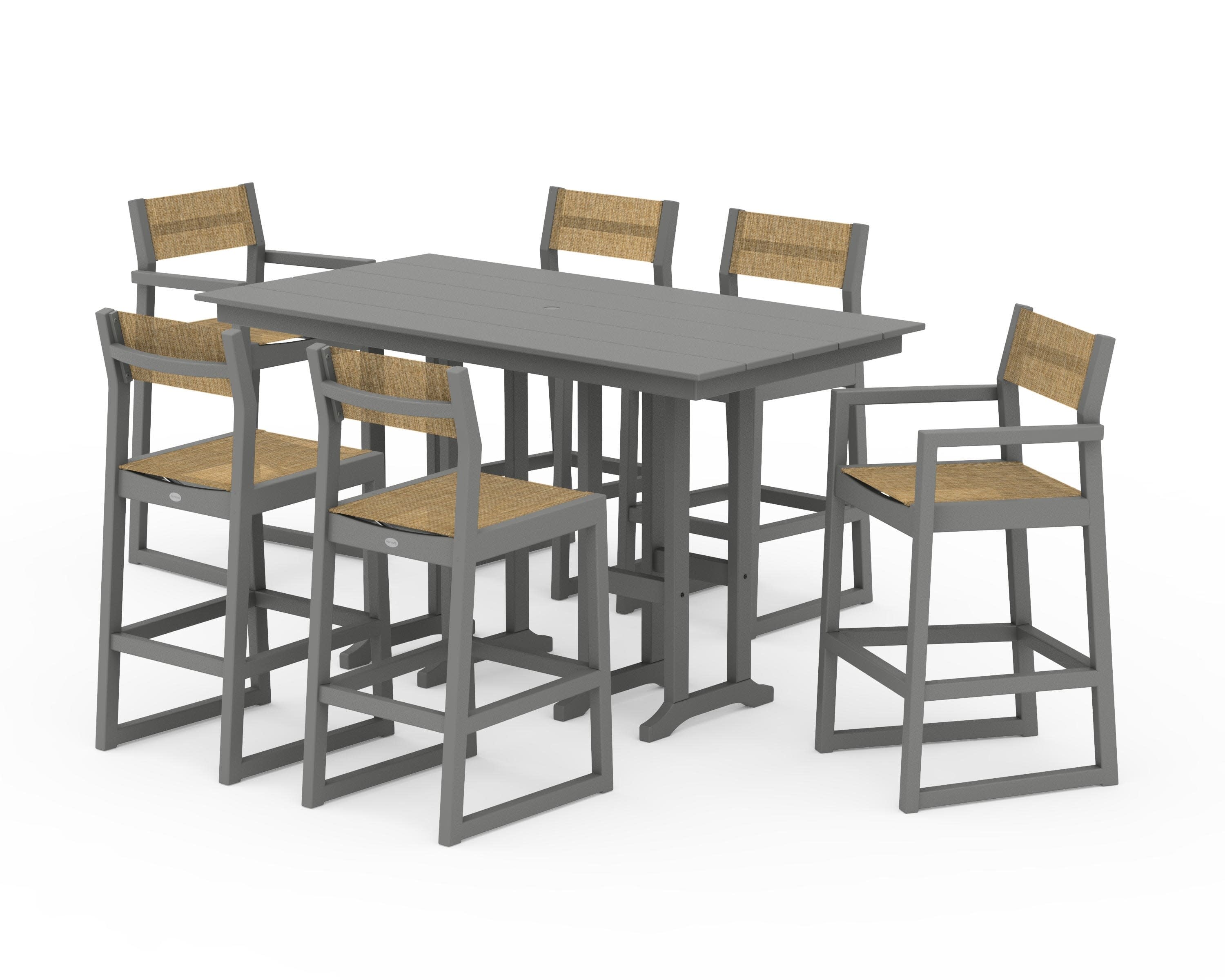 EDGE Sling 7-Piece Farmhouse Bar Set in Slate Grey / Burlap Sling