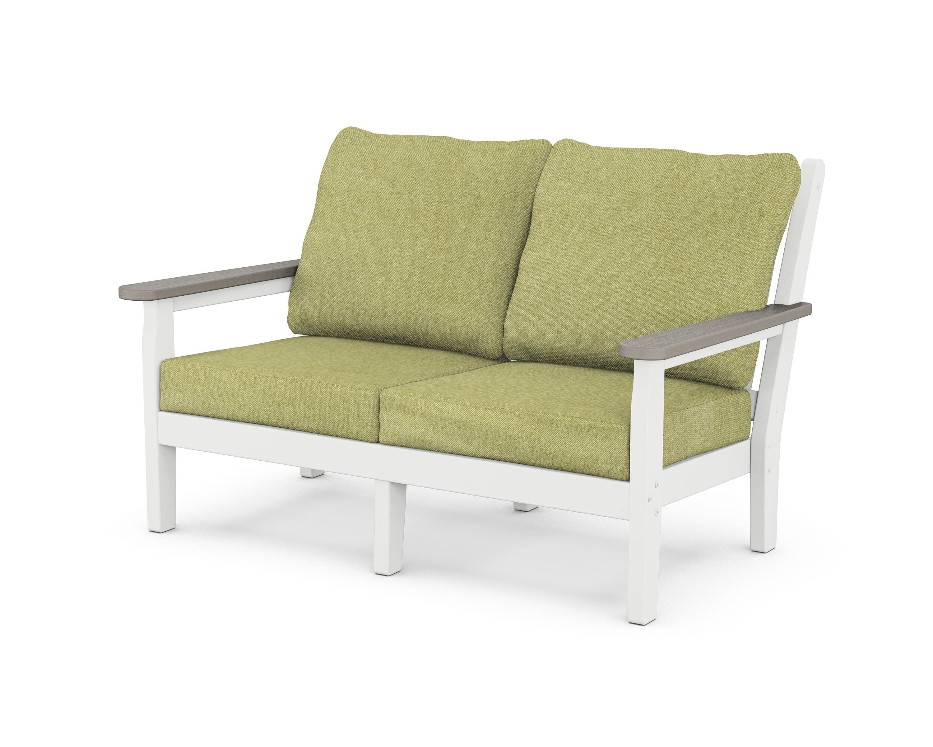 Chippendale Deep Seating Loveseat in White / Driftwood / Chartreuse Boucle