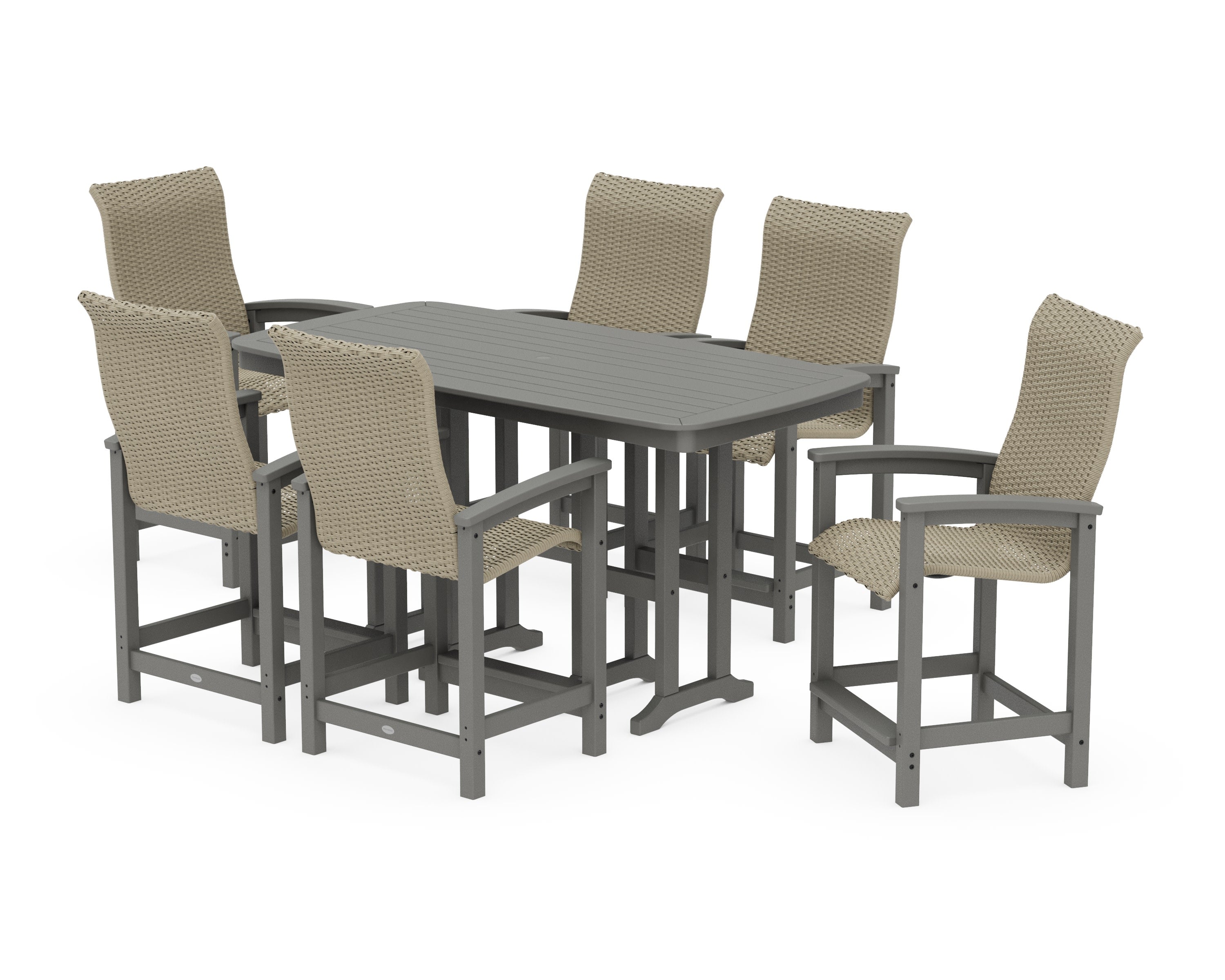 Coastal Woven High-Back Arm Chair 7-Piece Counter Set