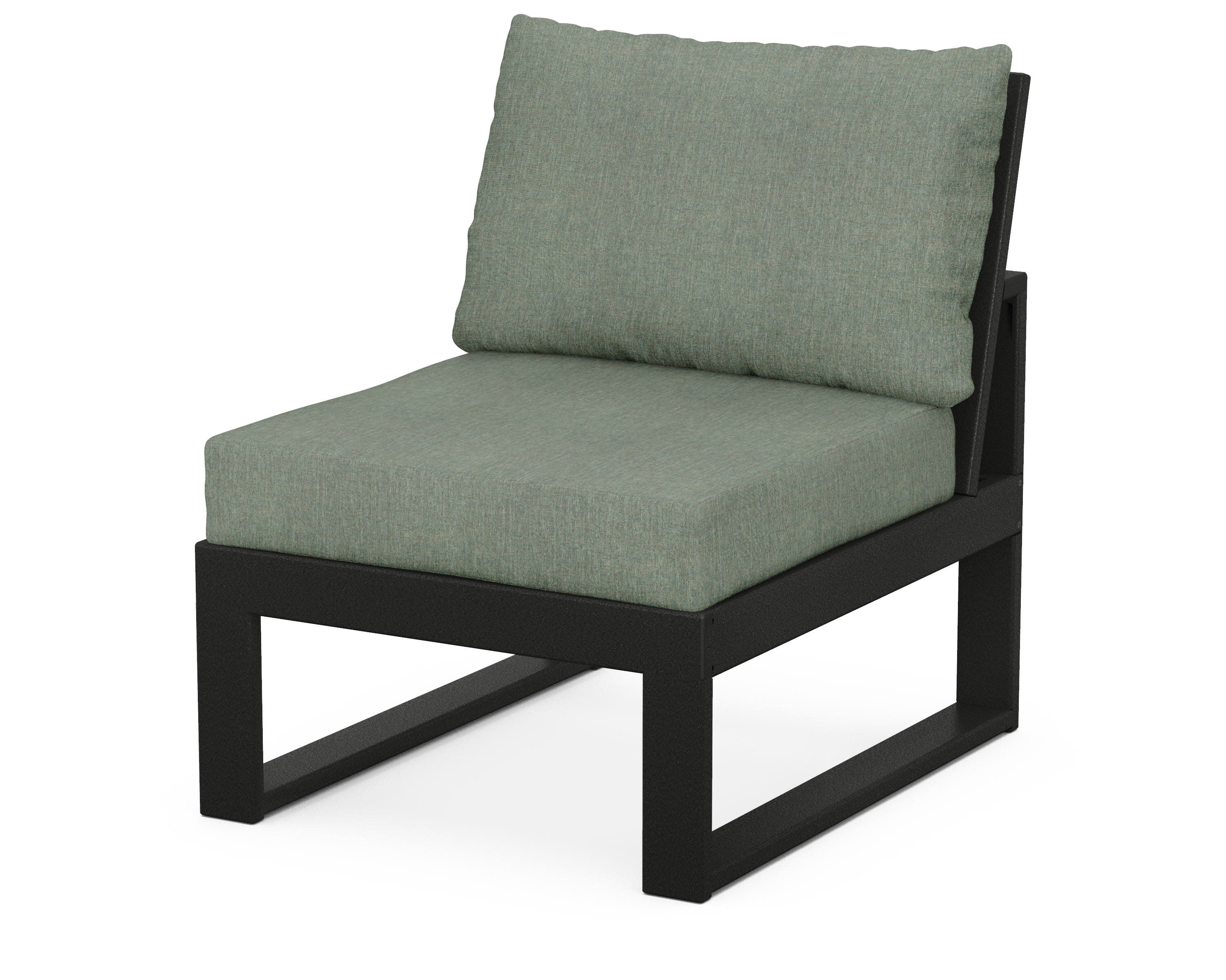 Modular Armless Chair in Black / Cast Sage