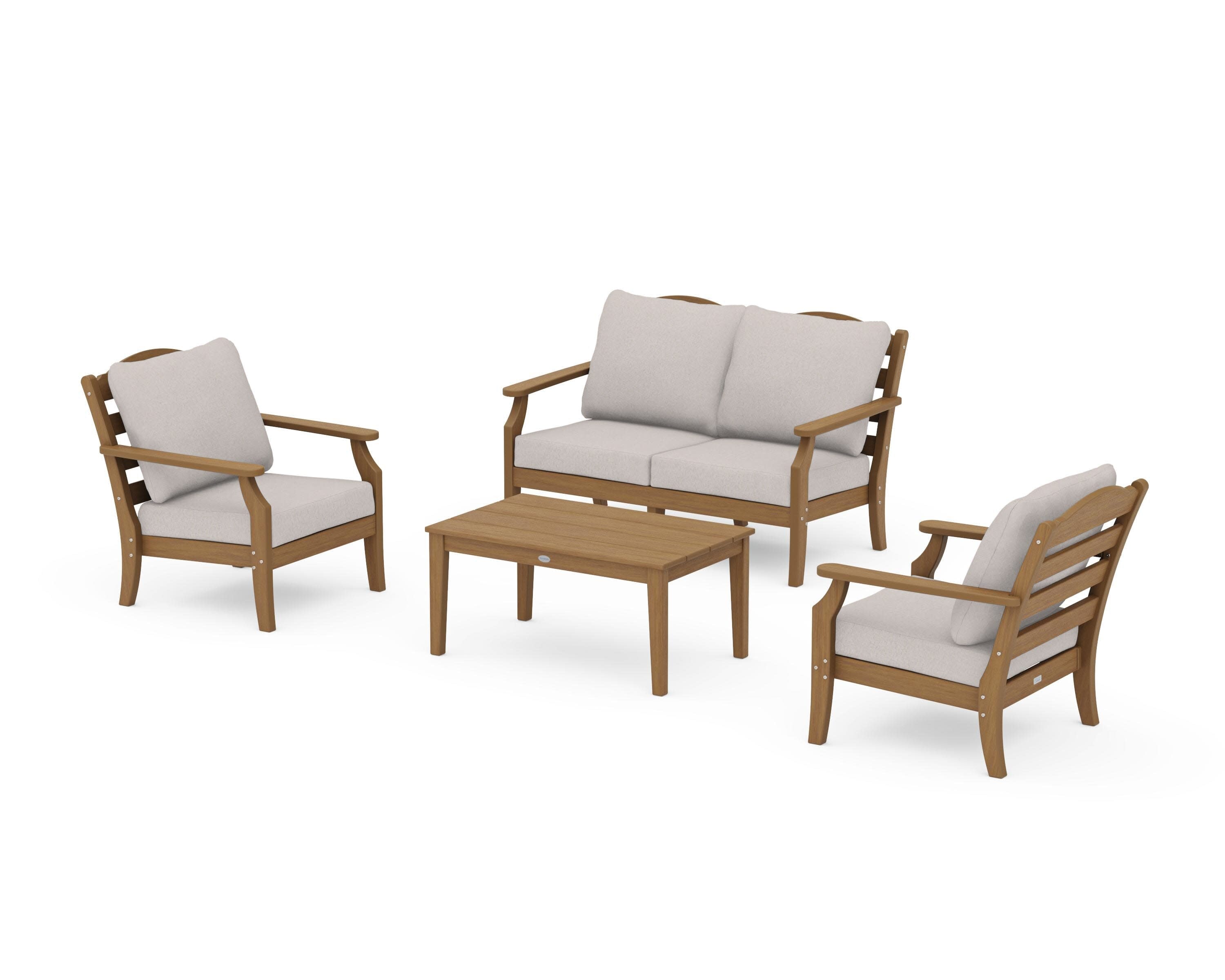 Savannah 4-Piece Deep Seating Set with Loveseat in Natural / Dune Burlap