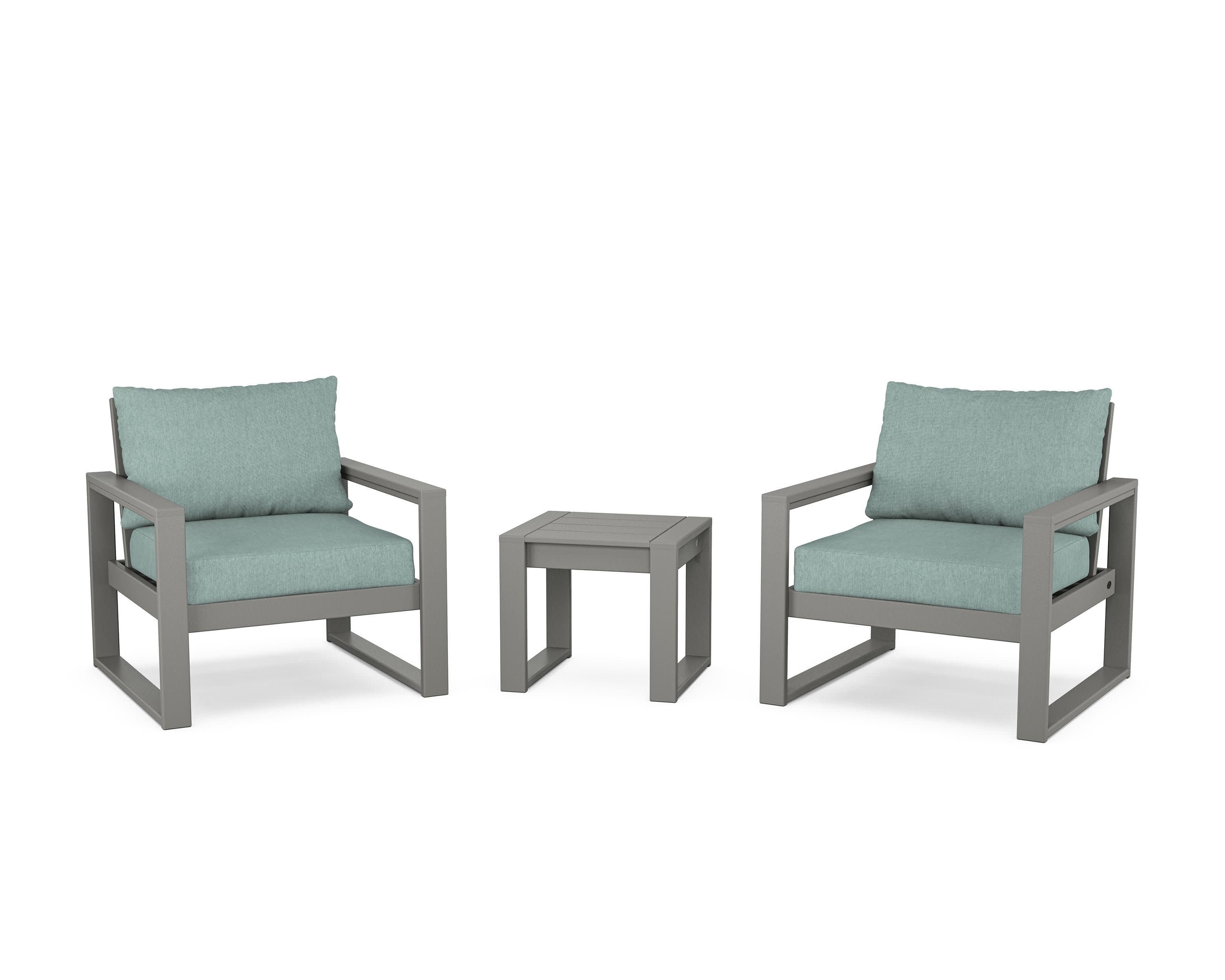 EDGE Sectional 3-Piece Deep Seating Set in Slate Grey / Glacier Spa