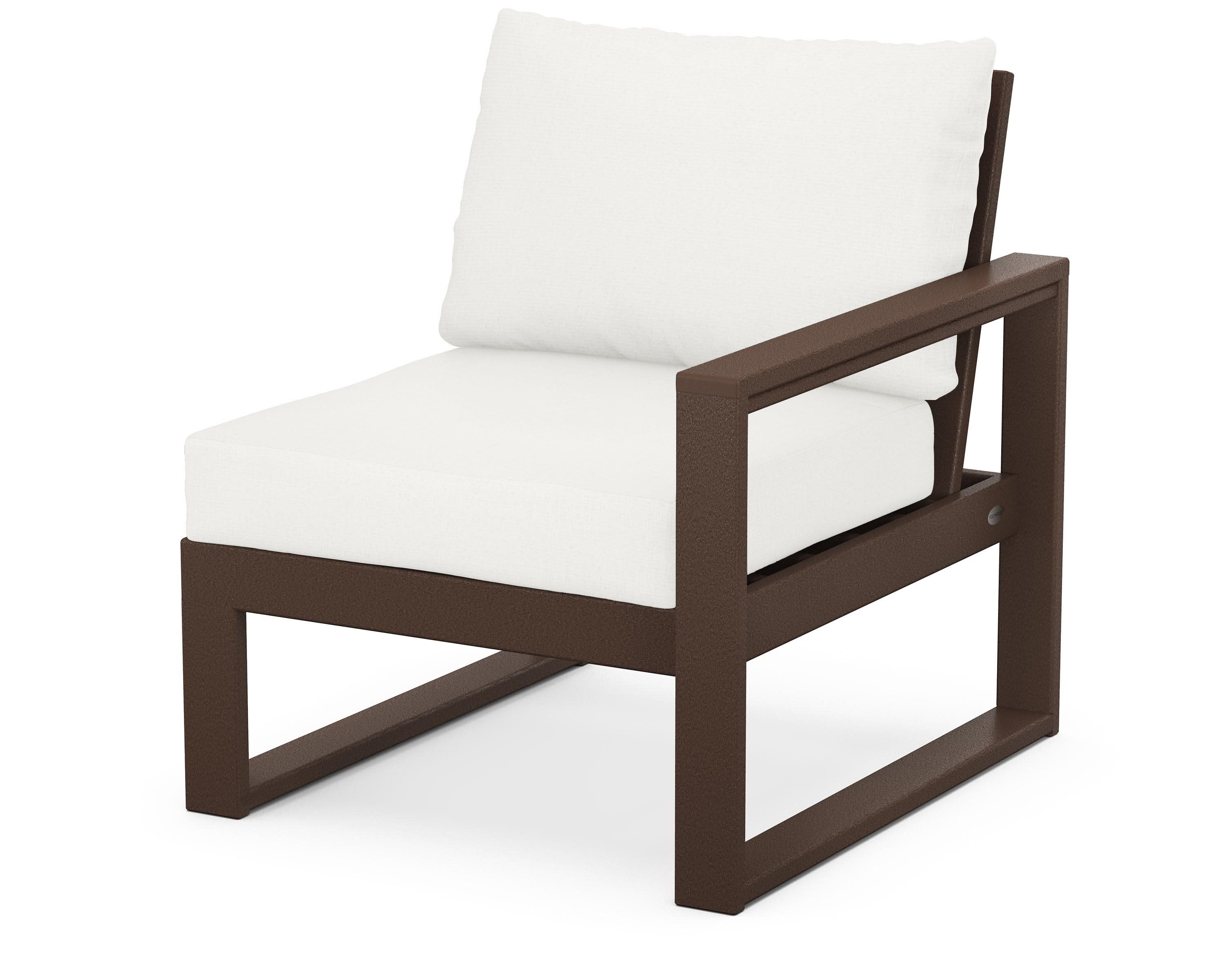 EDGE Modular Right Arm Chair in Mahogany / Natural Linen
