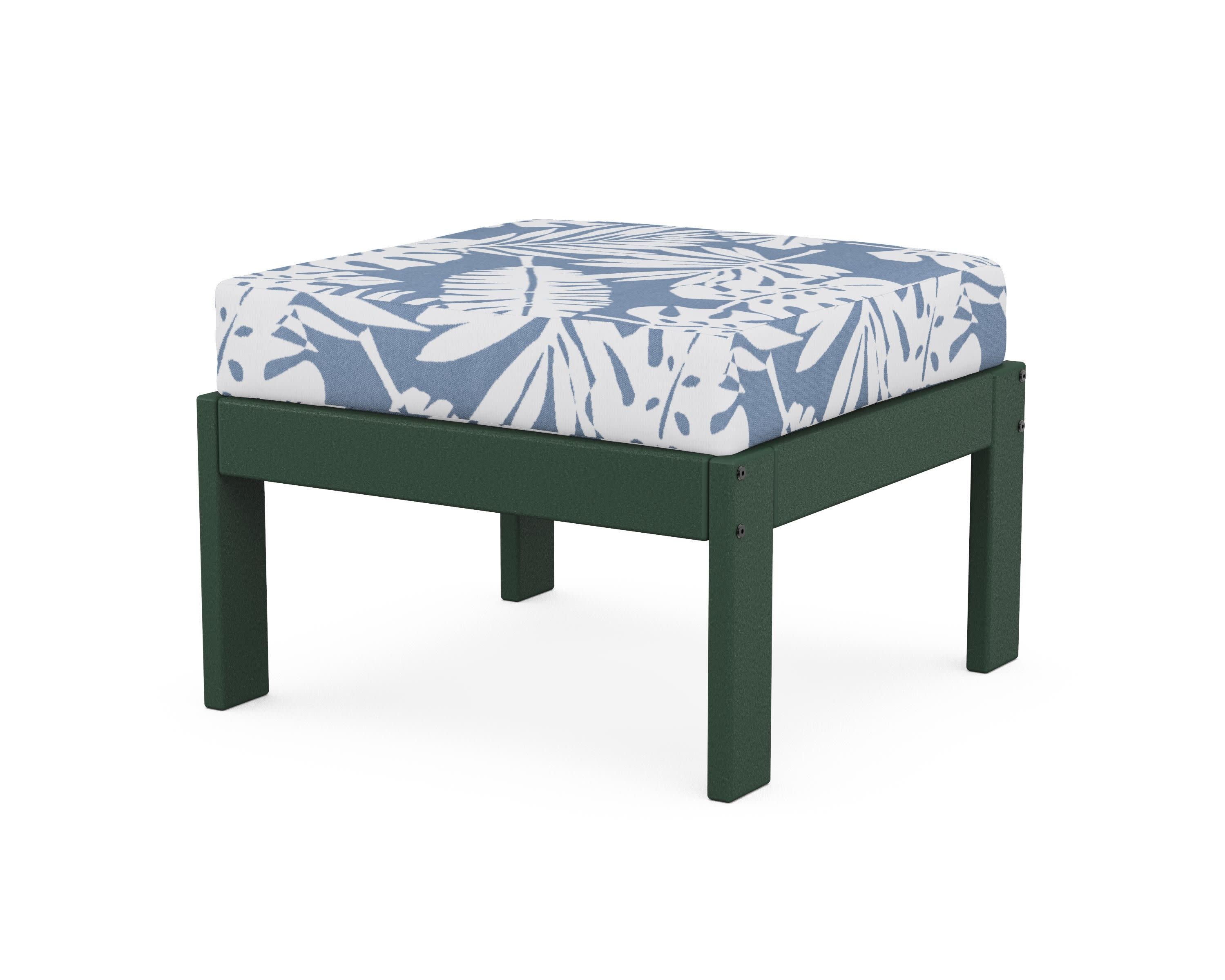 Vineyard Modular Ottoman in Green / Leaf Sky Blue