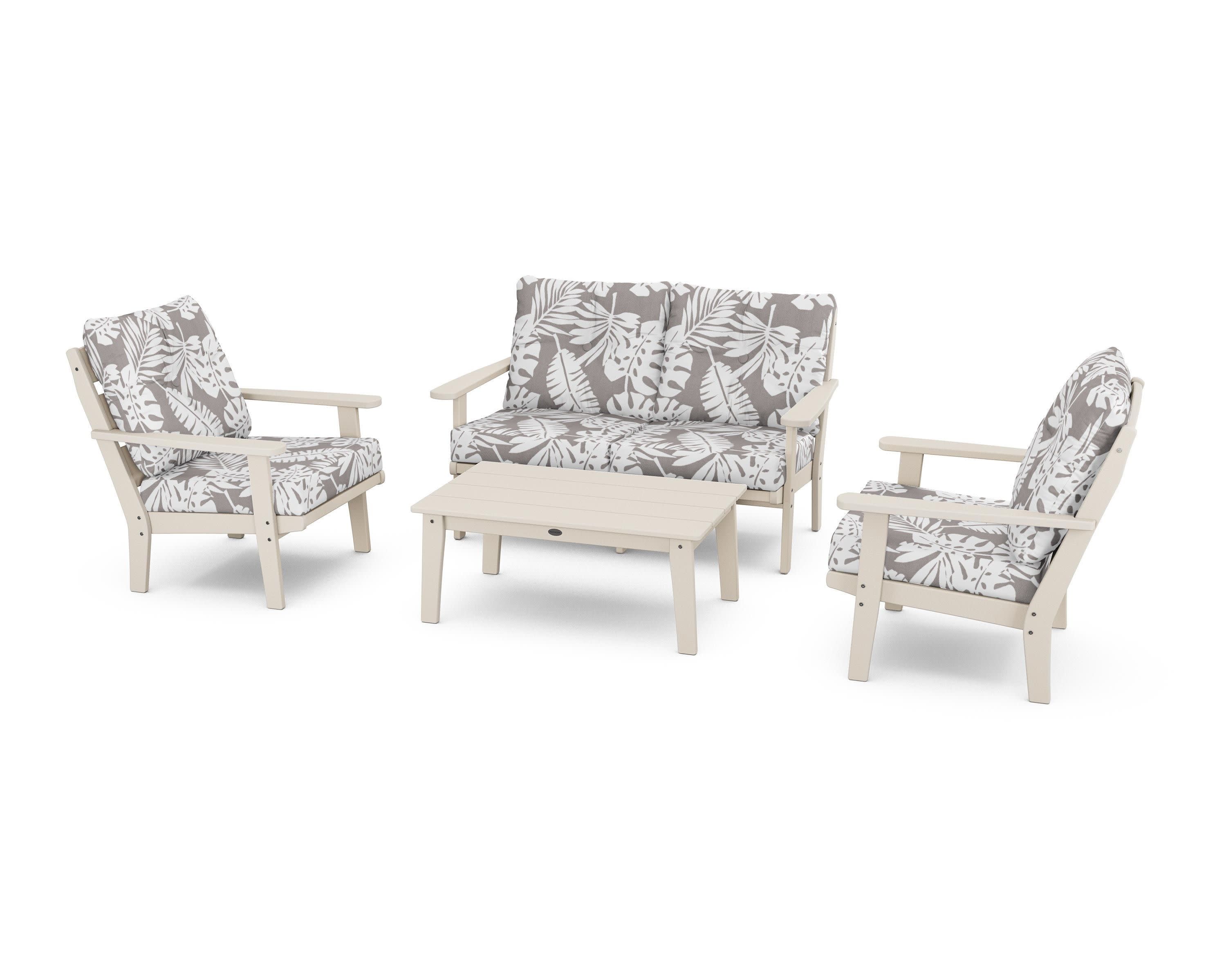 Lakeside 4-Piece Deep Seating Set in Sand / Leaf Grey Mist