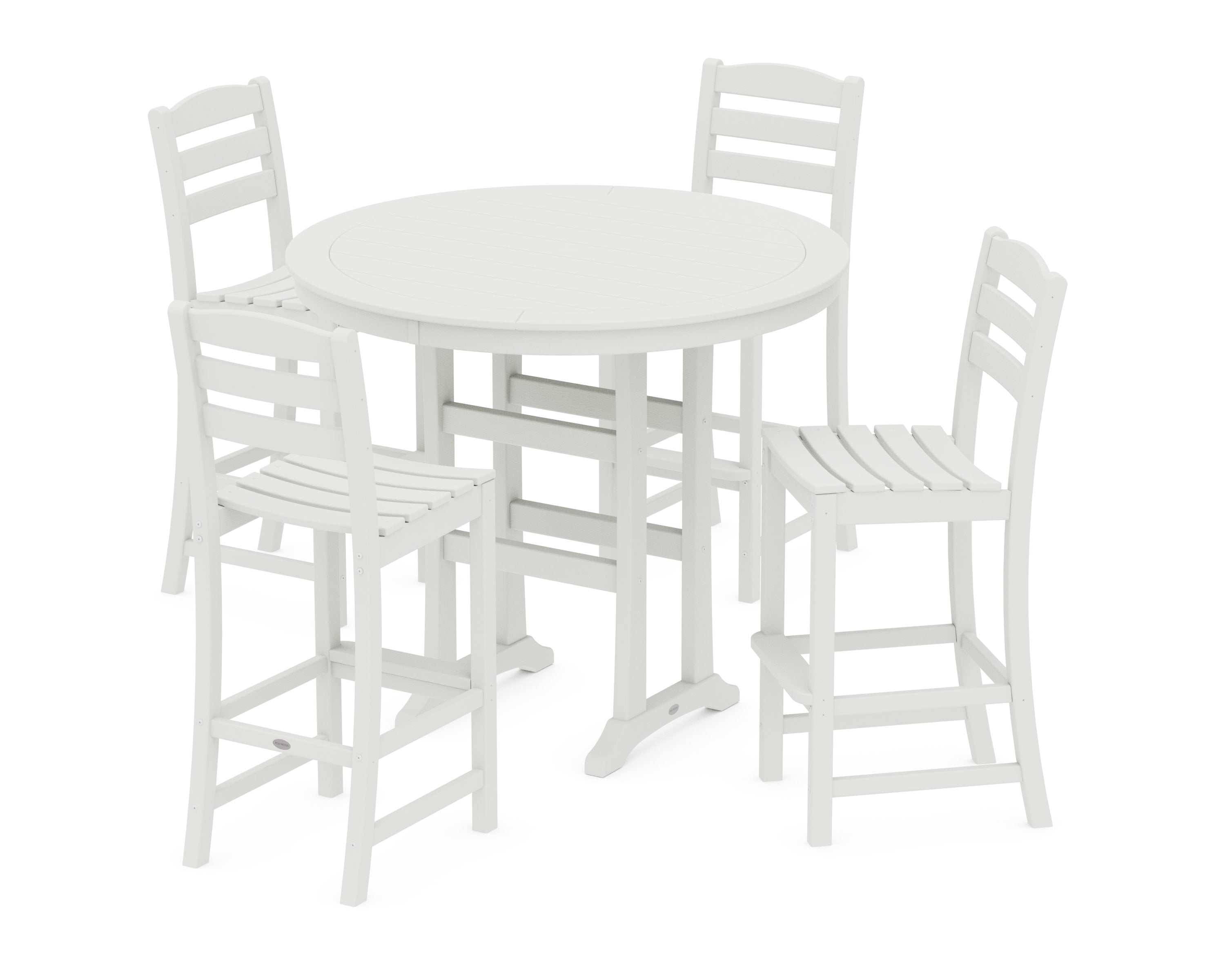 La Casa Caf 5-Piece Side Chair Bar Dining Set in Vintage White