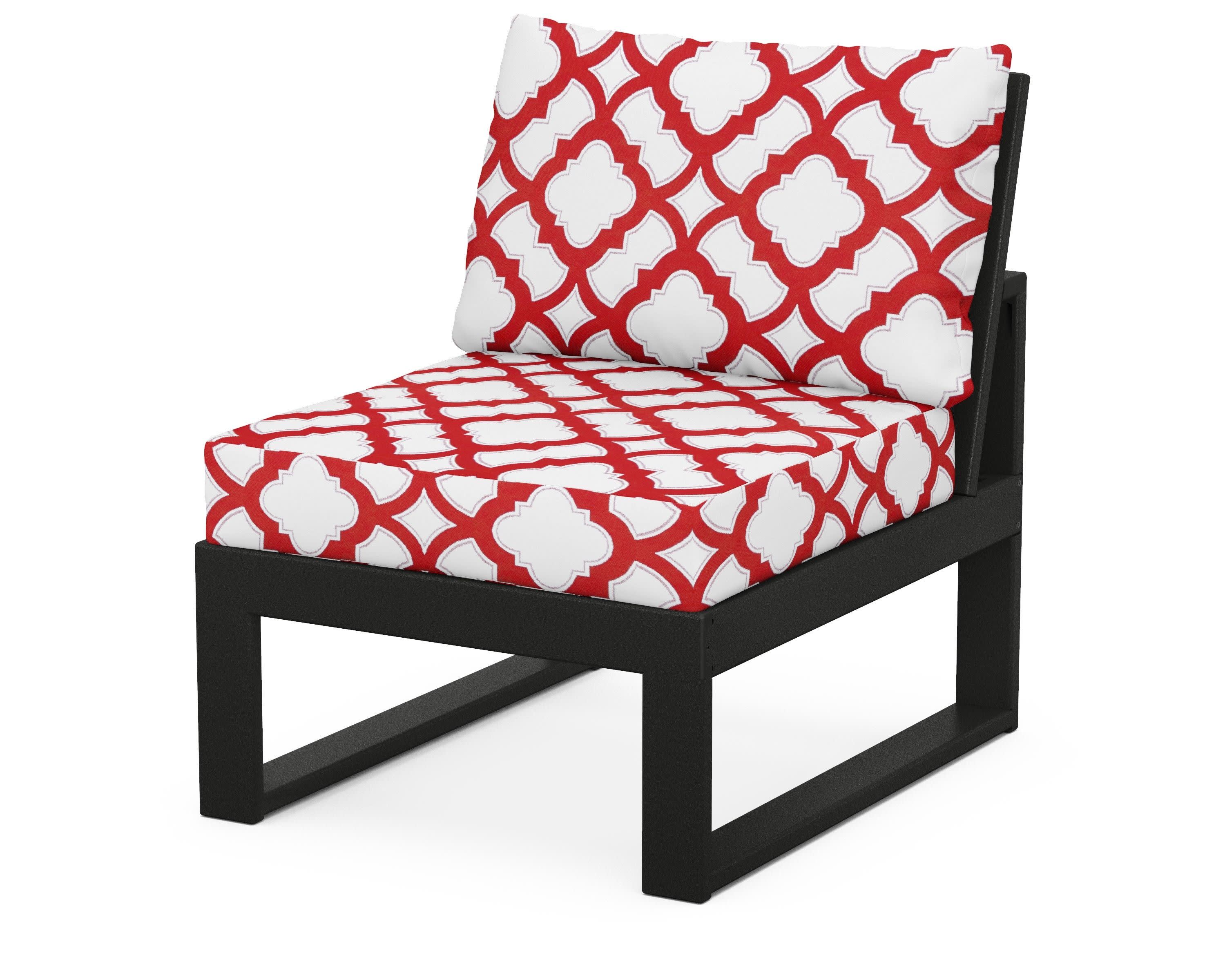 Modular Armless Chair in Black / Trellis Crimson