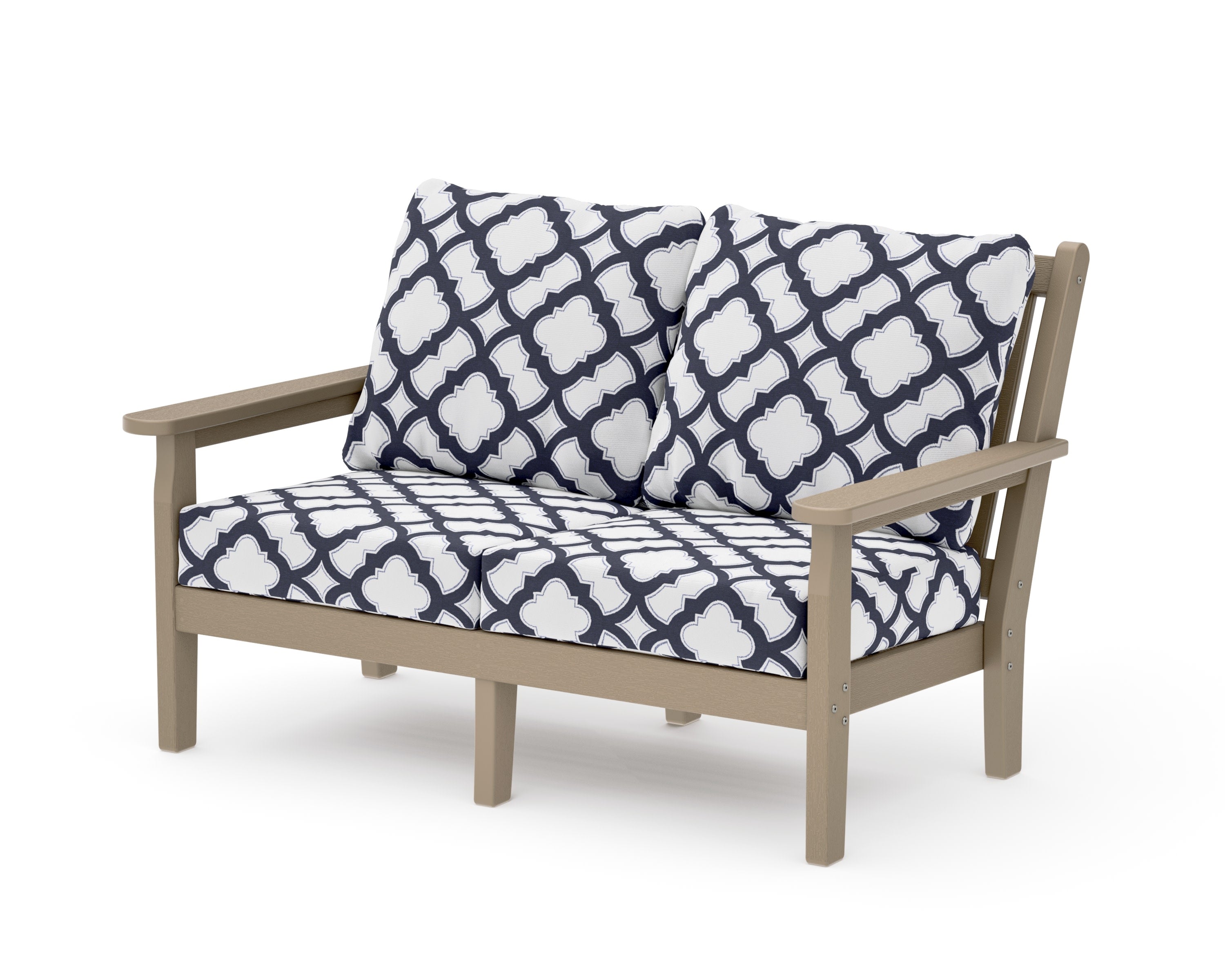 Chippendale Deep Seating Loveseat in Vintage Sahara / Trellis Navy