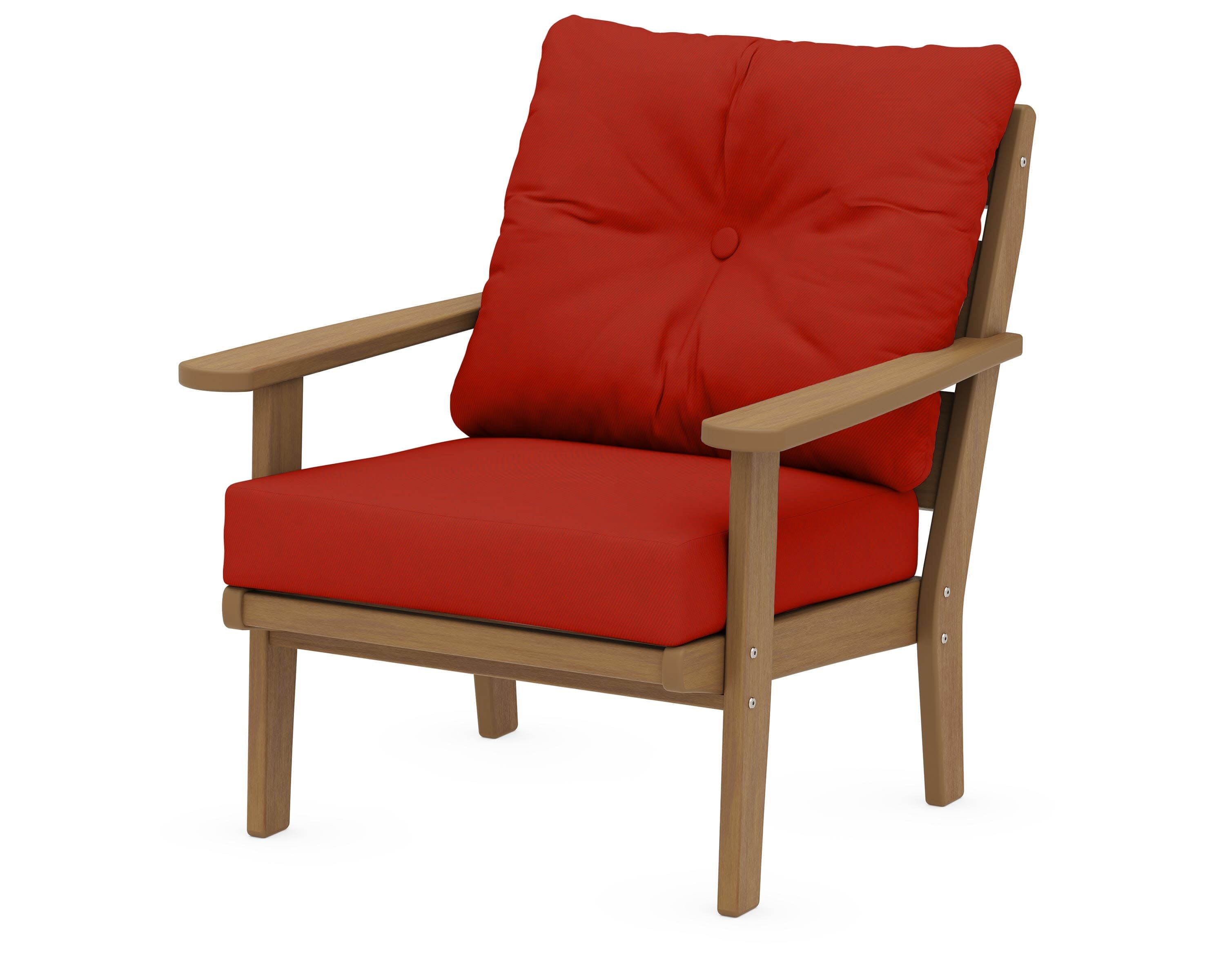Lakeside Deep Seating Chair in Natural / Canvas Jockey Red