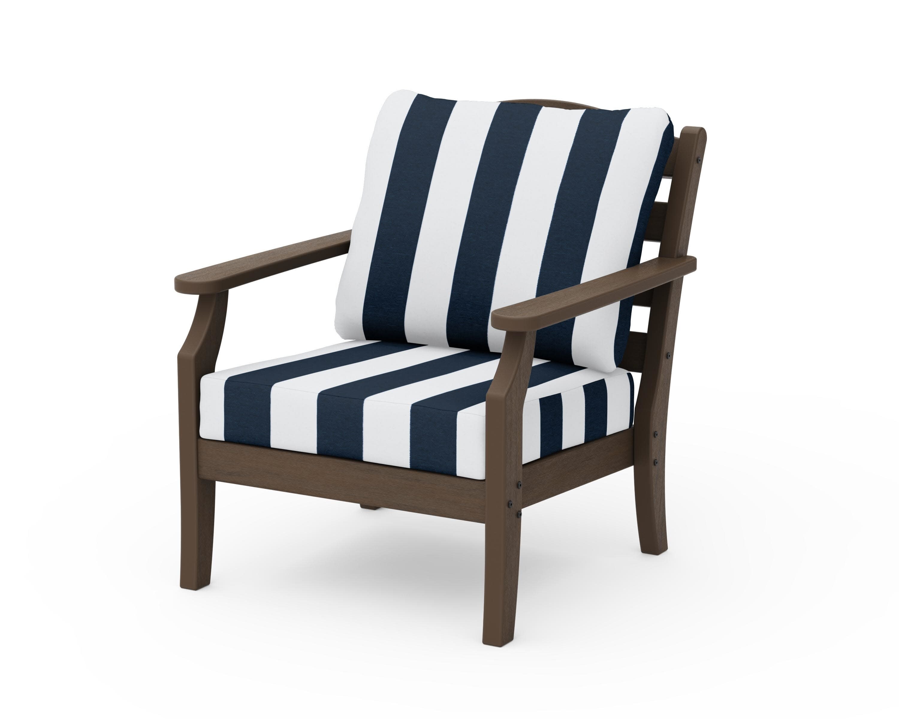 Savannah Deep Seating Chair in Kona / Cabana Stripe Marine Indigo