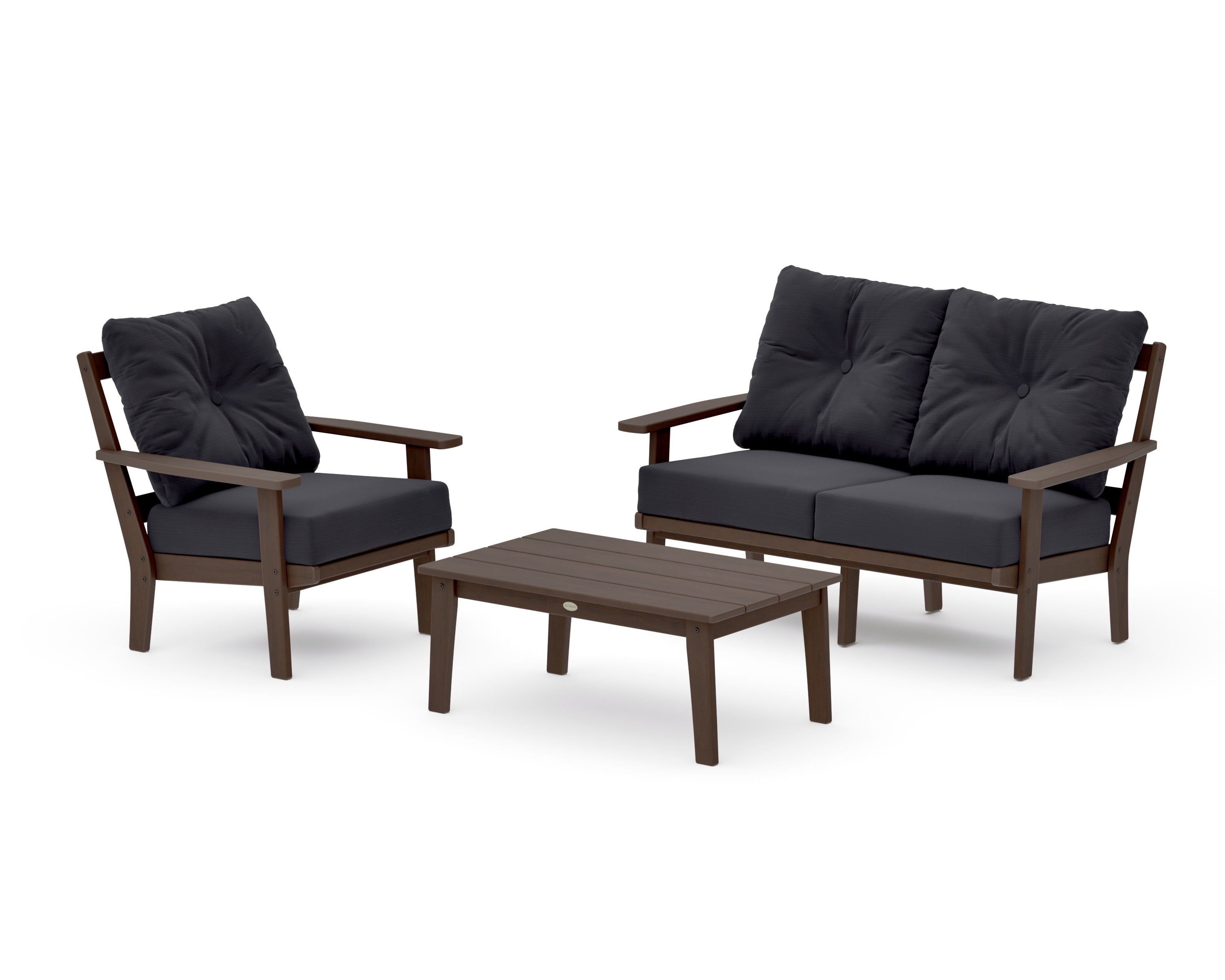 Prairie 3-Piece Deep Seating Set with Loveseat in Kona / Midnight Linen