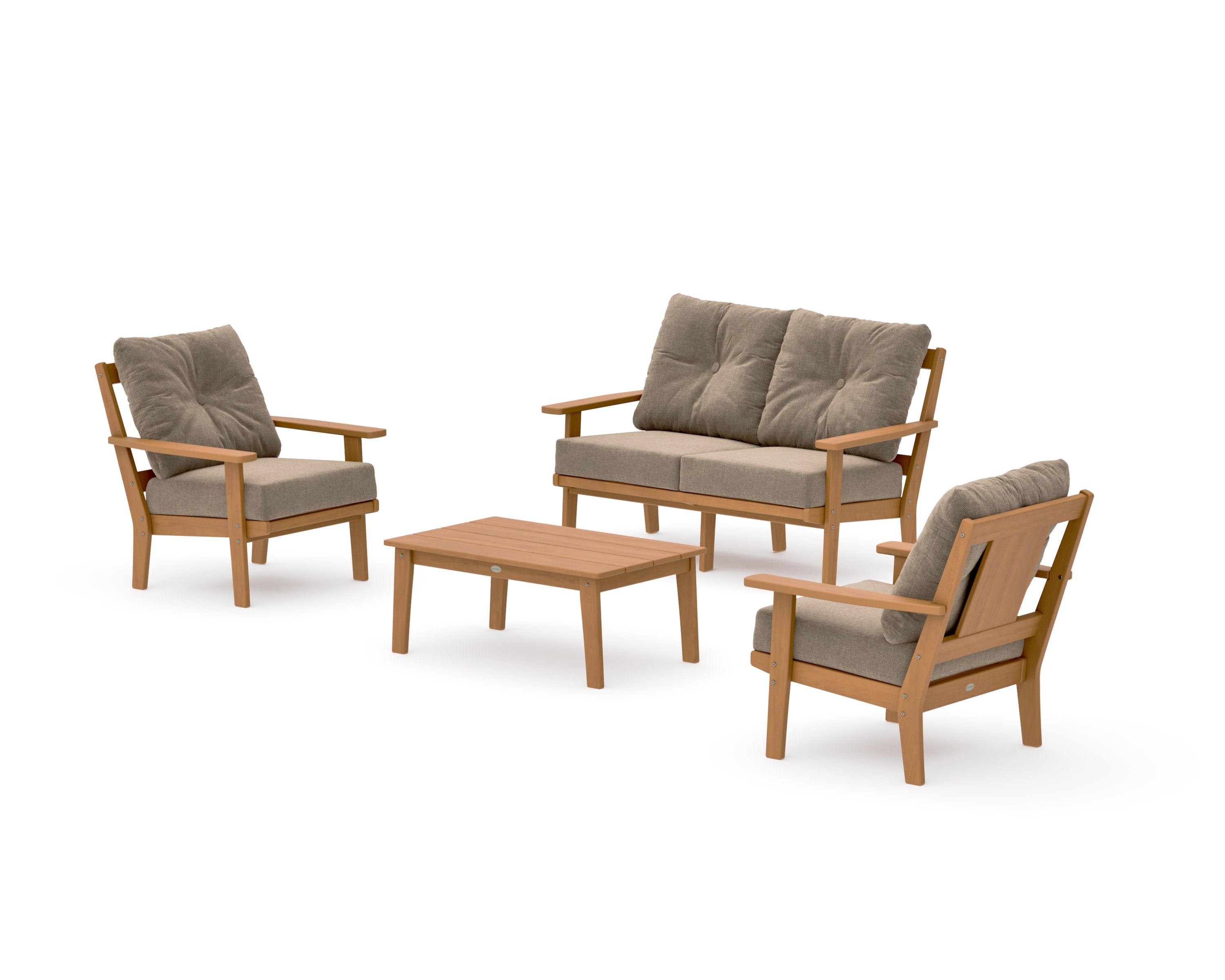 Prairie 4-Piece Deep Seating Set with Loveseat in Natural / Spiced Burlap