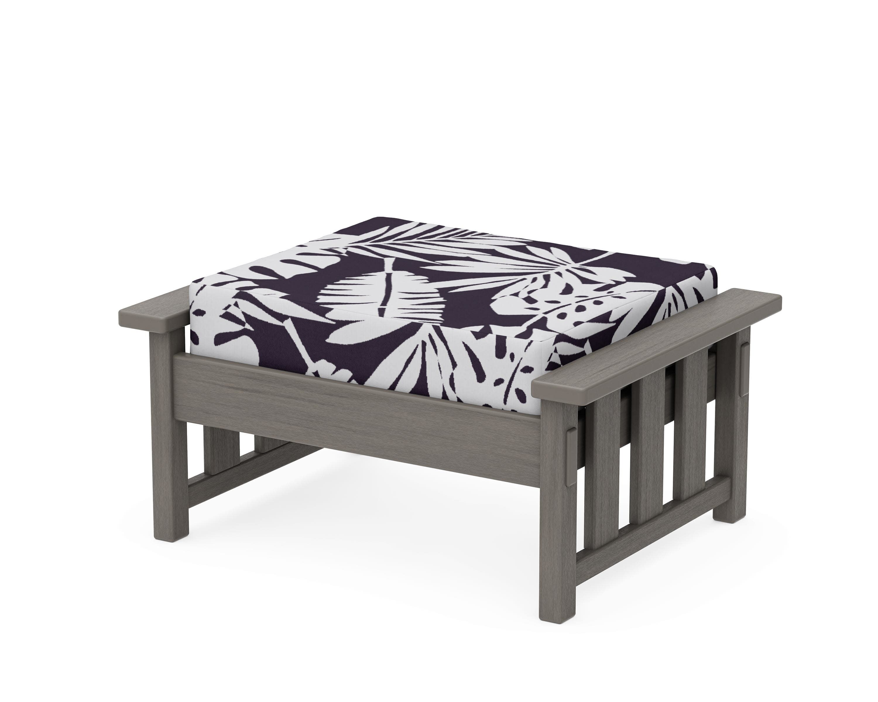 Acadia Deep Seating Ottoman in Driftwood / Leaf Navy