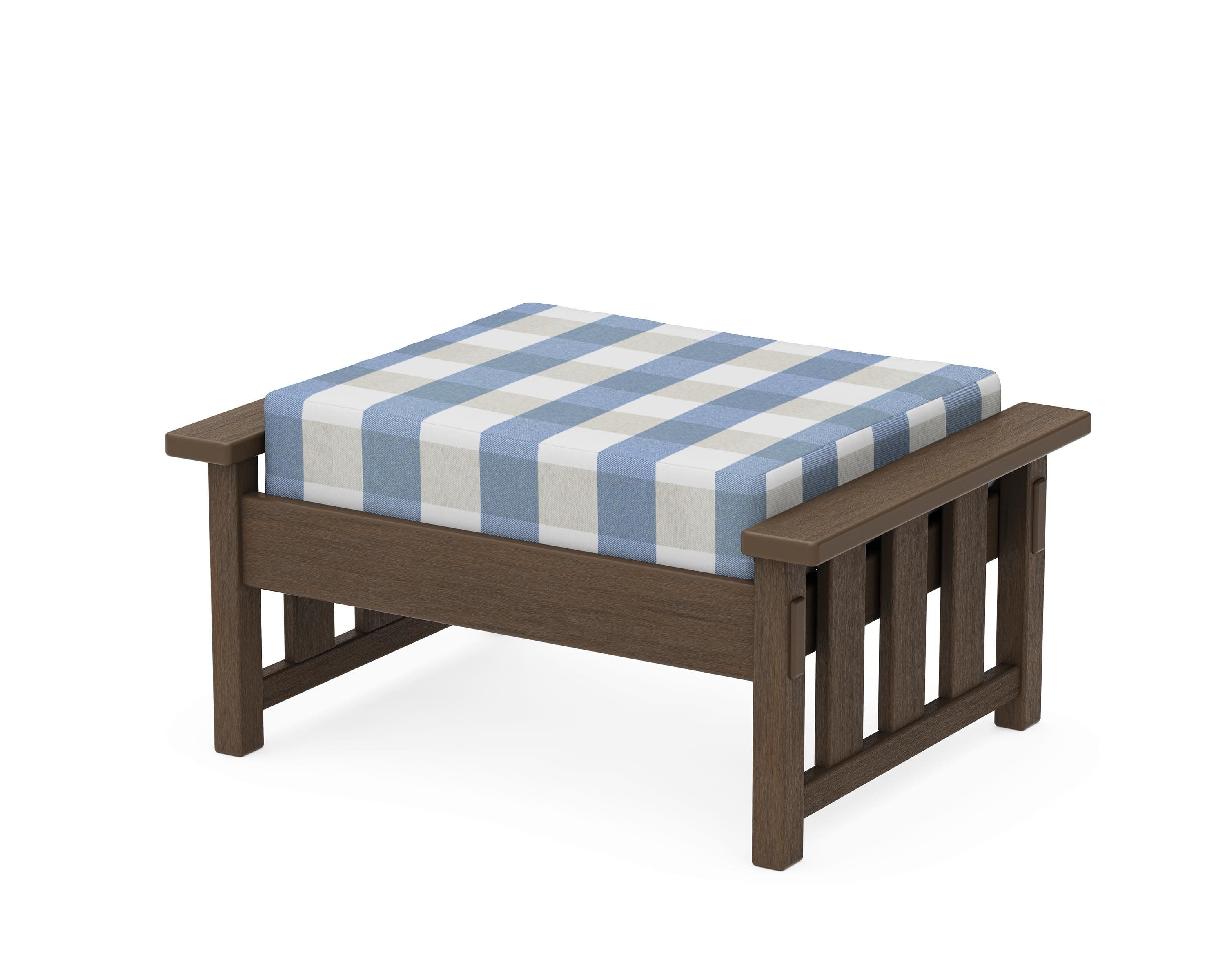 Acadia Deep Seating Ottoman in Kona / Buffalo Plaid Sky Blue