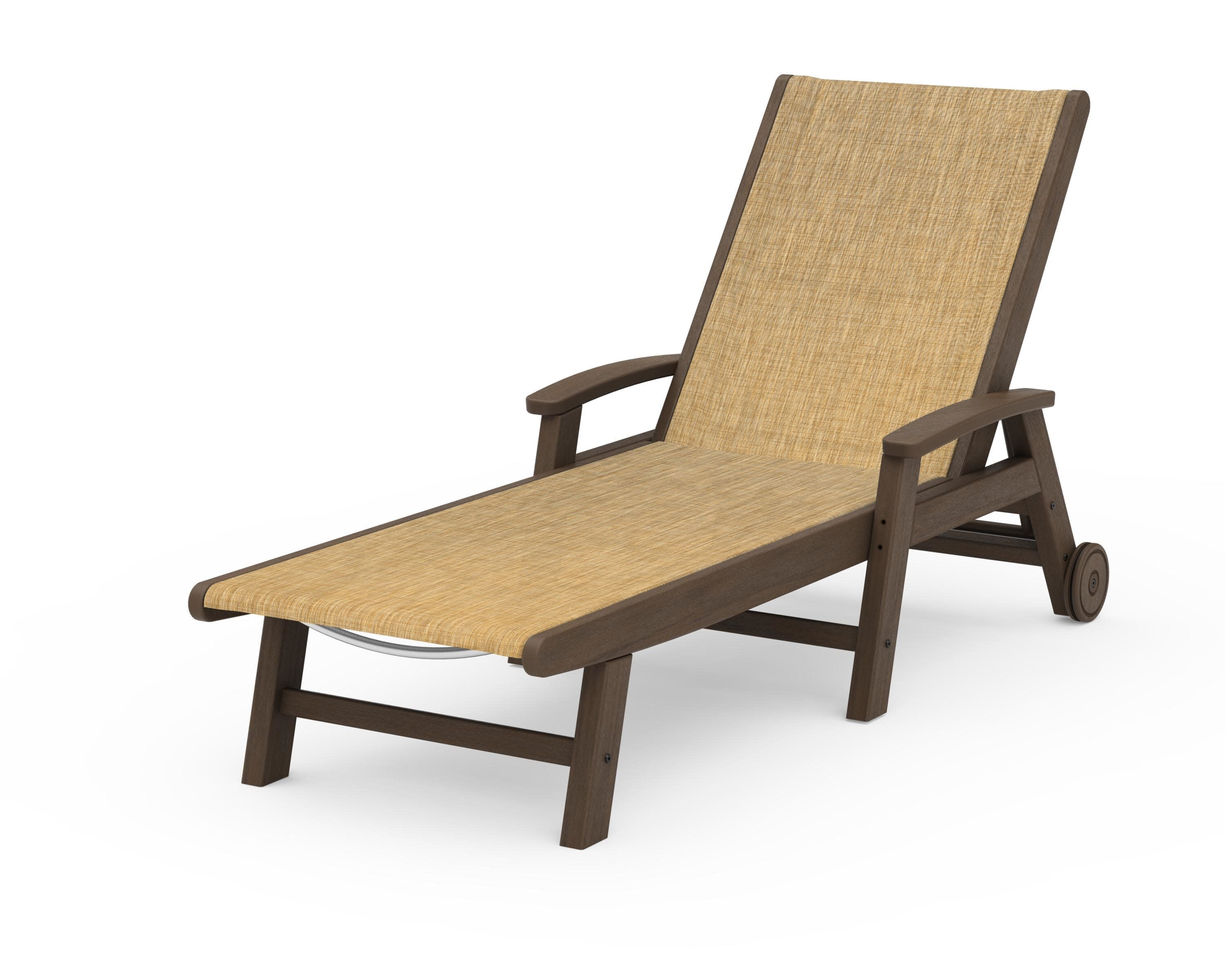 Coastal Chaise with Wheels in Kona / Burlap Sling