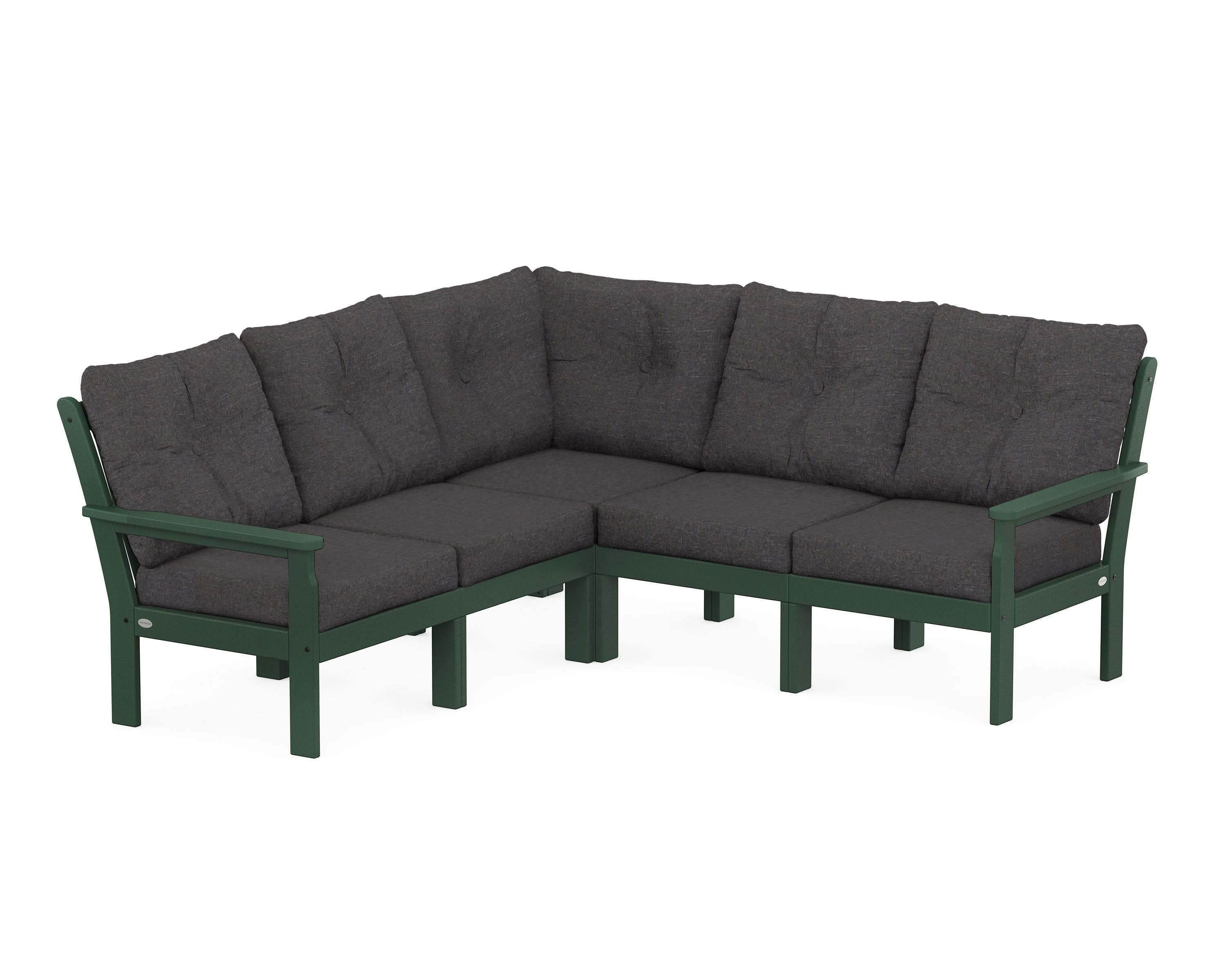Vineyard 5-Piece Sectional in Green / Ash Charcoal