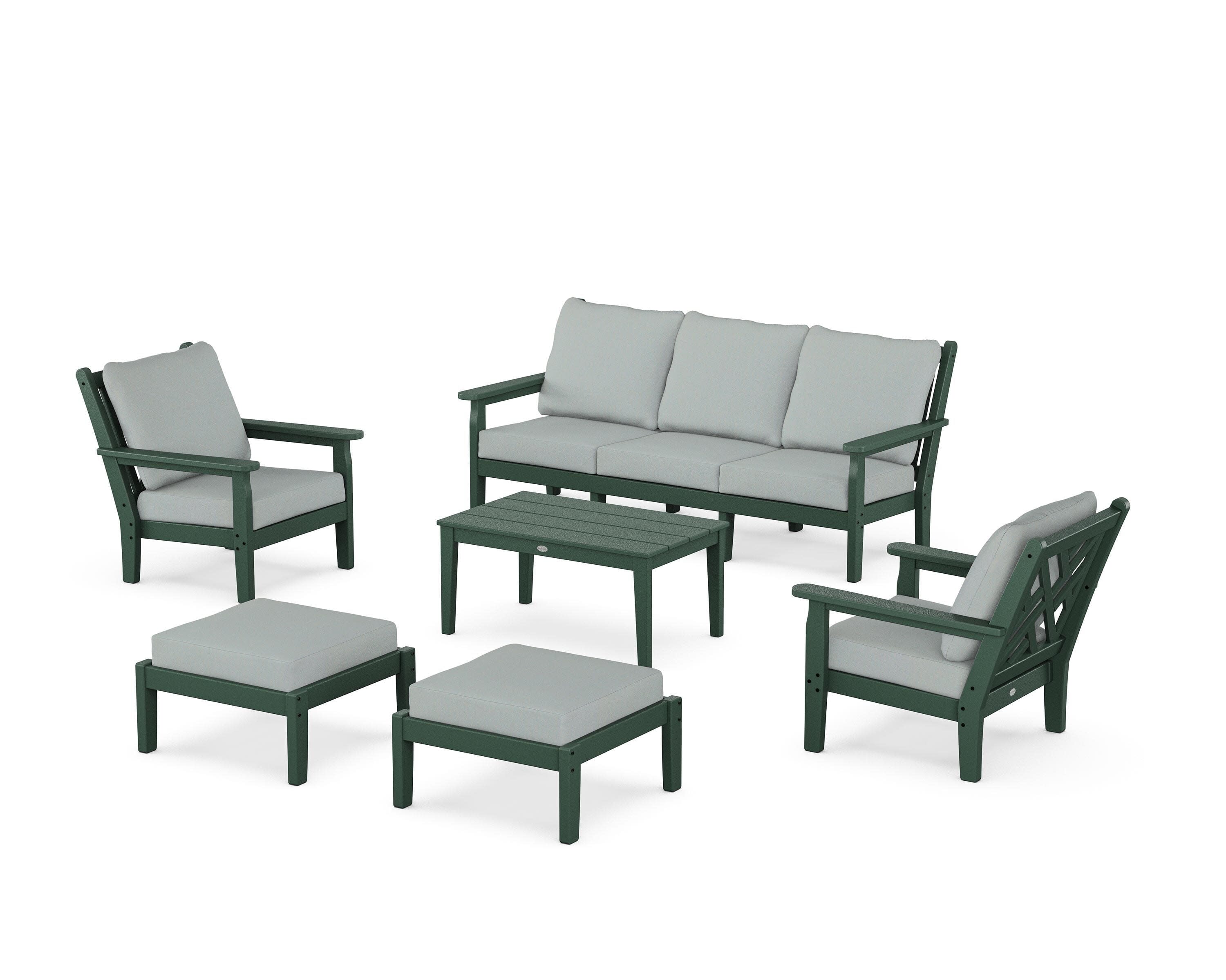 Chippendale 6-Piece Lounge Sofa Set in Green / Spa