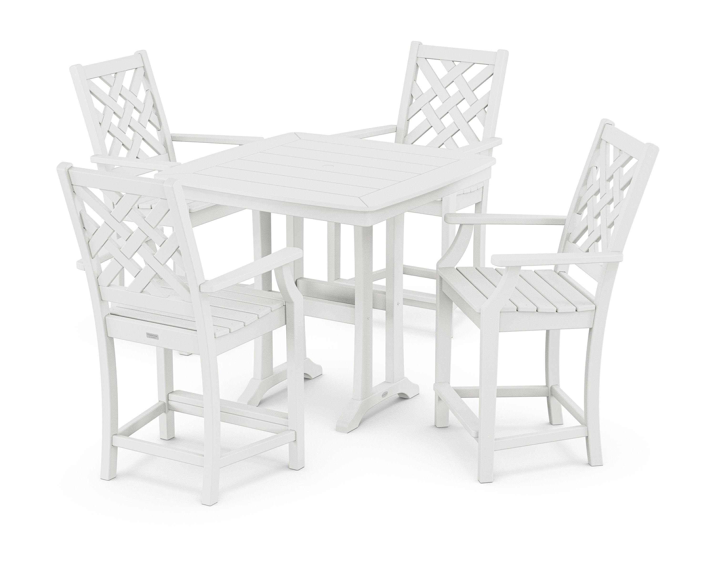 Wovendale 5-Piece Counter Set with Trestle Legs in White