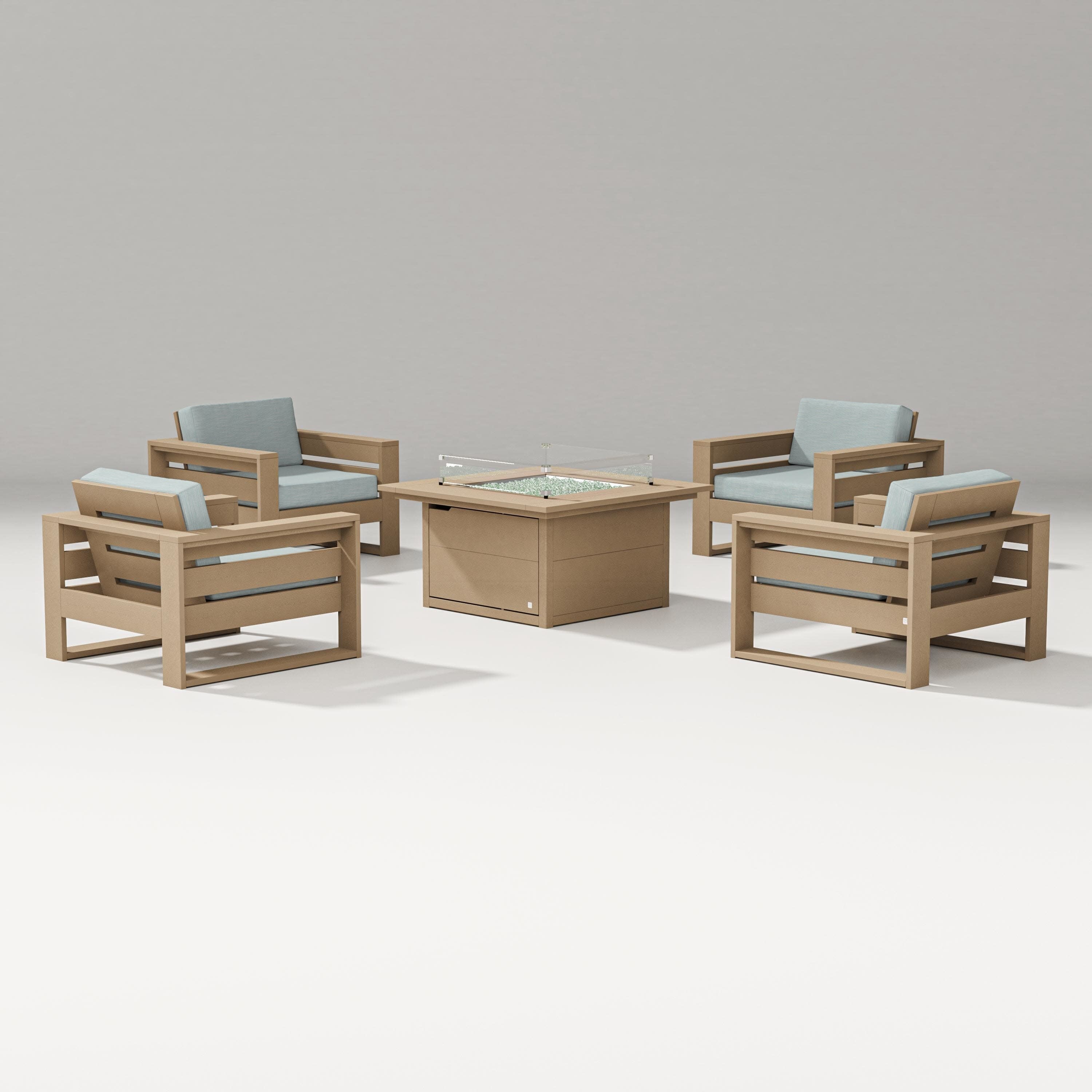 Latitude 5-Piece Lounge Fire Table Set in Vintage Sahara / Soothe Mist