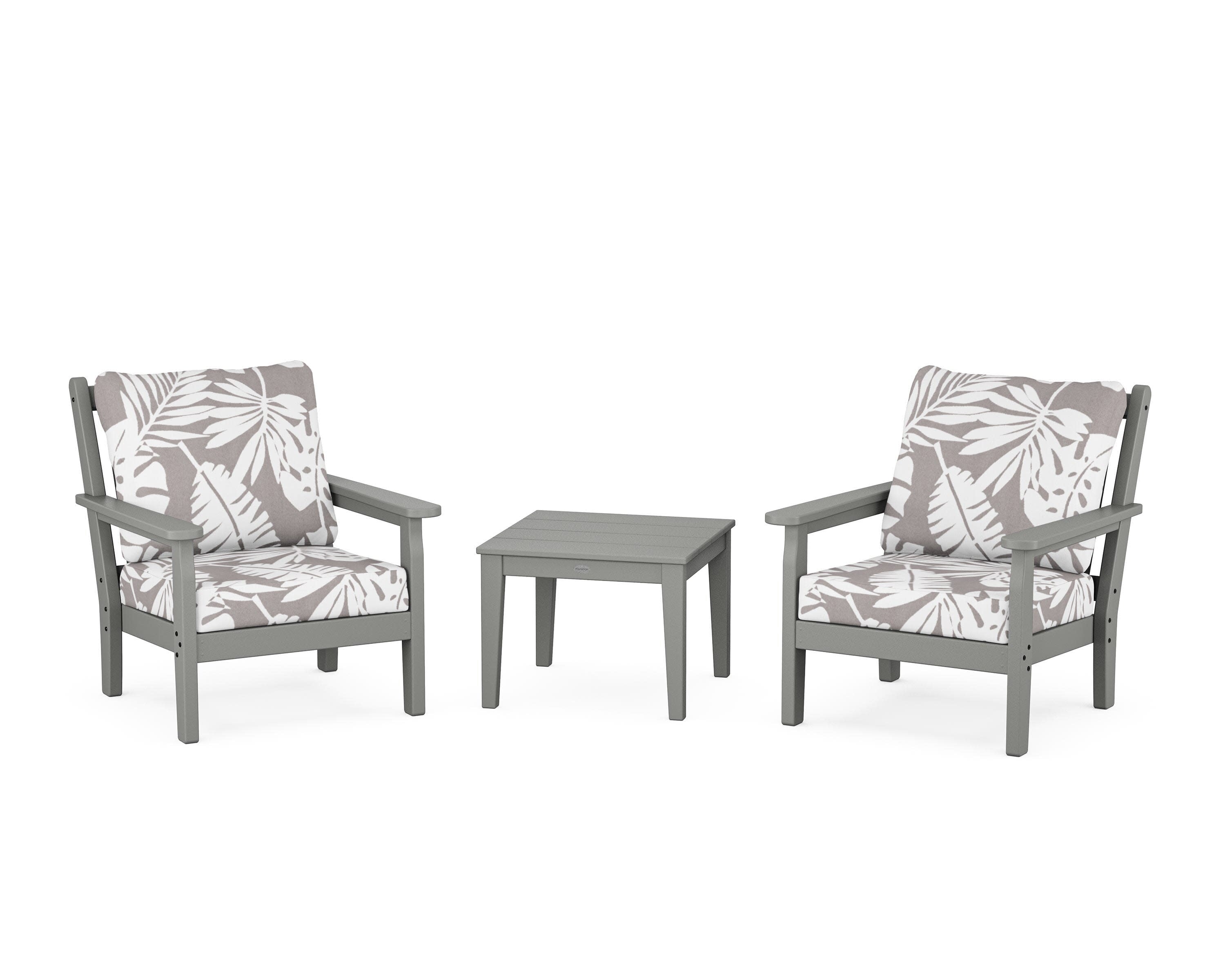 Chippendale 3-Piece Deep Seating Set in Slate Grey / Leaf Grey Mist