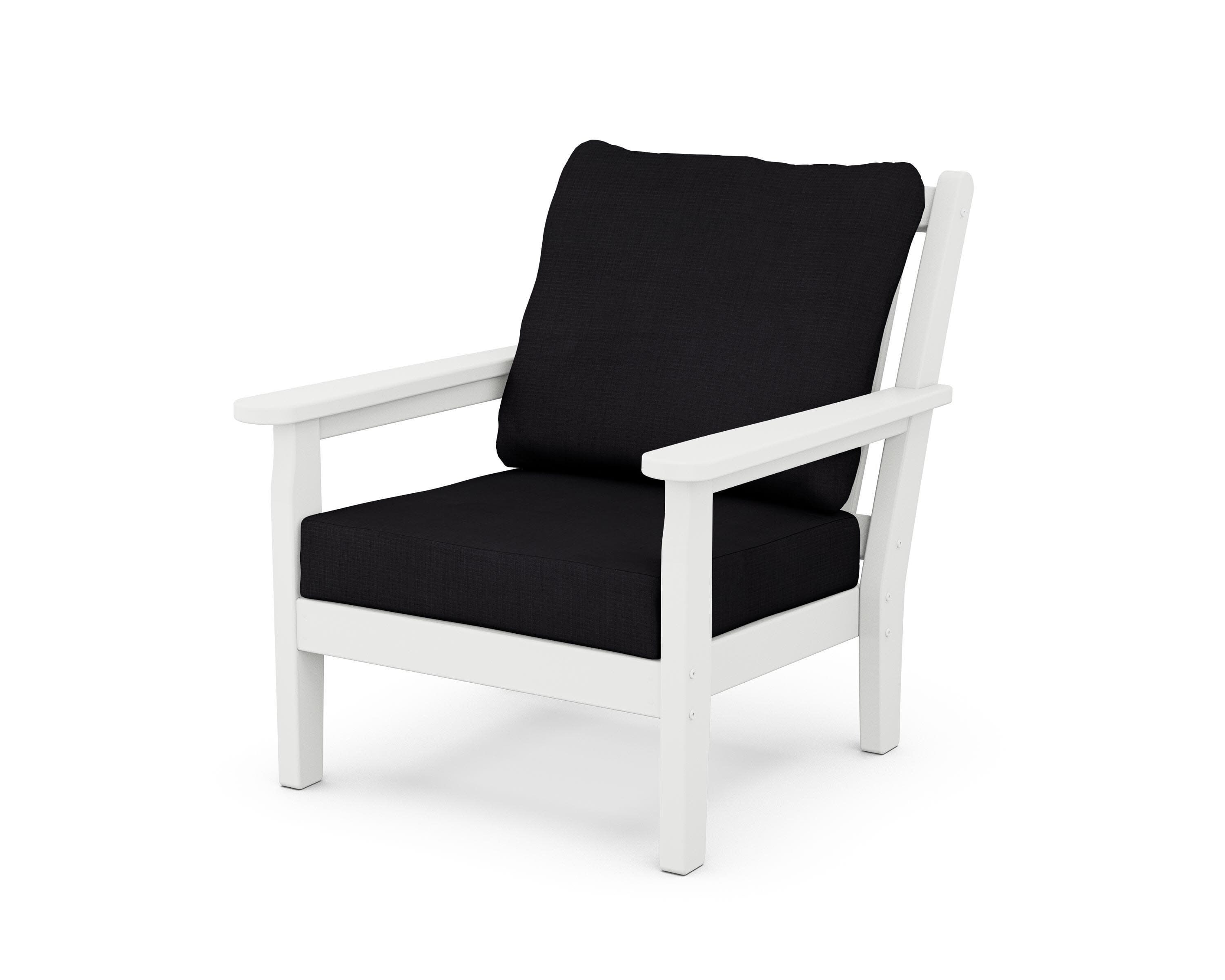 Chippendale Deep Seating Chair in White / Midnight Linen