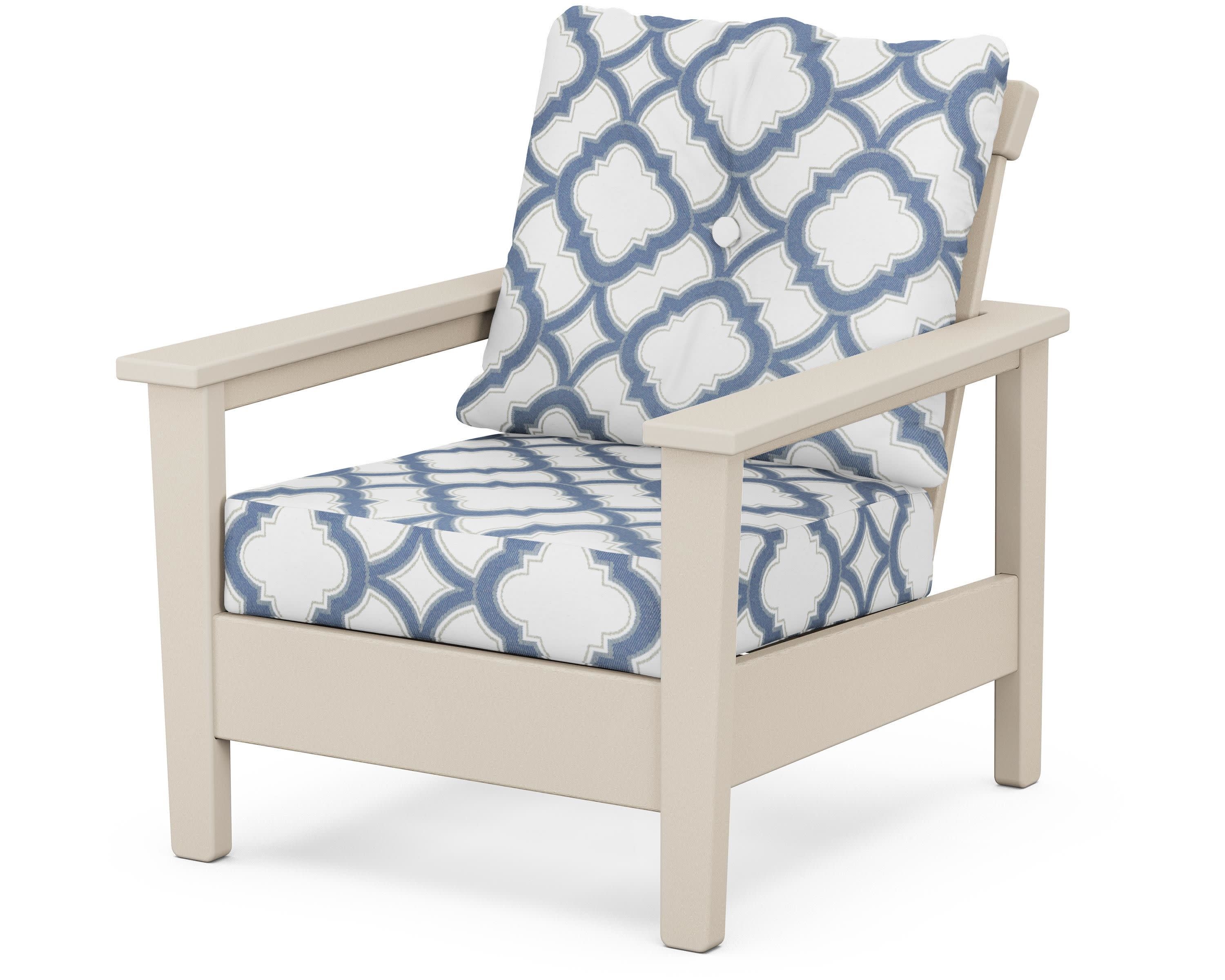 Prescott Deep Seating Chair in Sand / Trellis Sky Blue