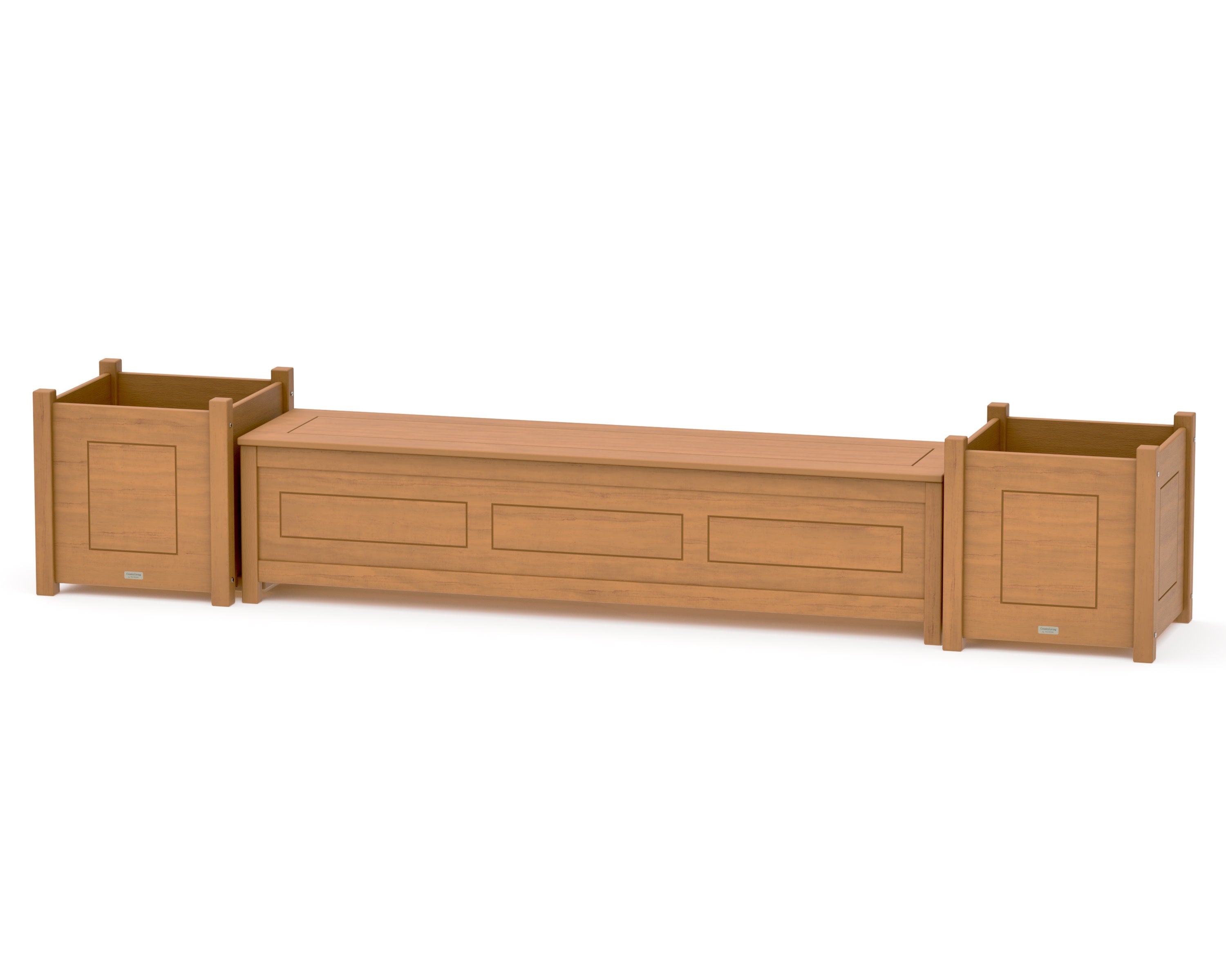 72" Country Living Straight Planter Storage Bench Set- Large in Natural