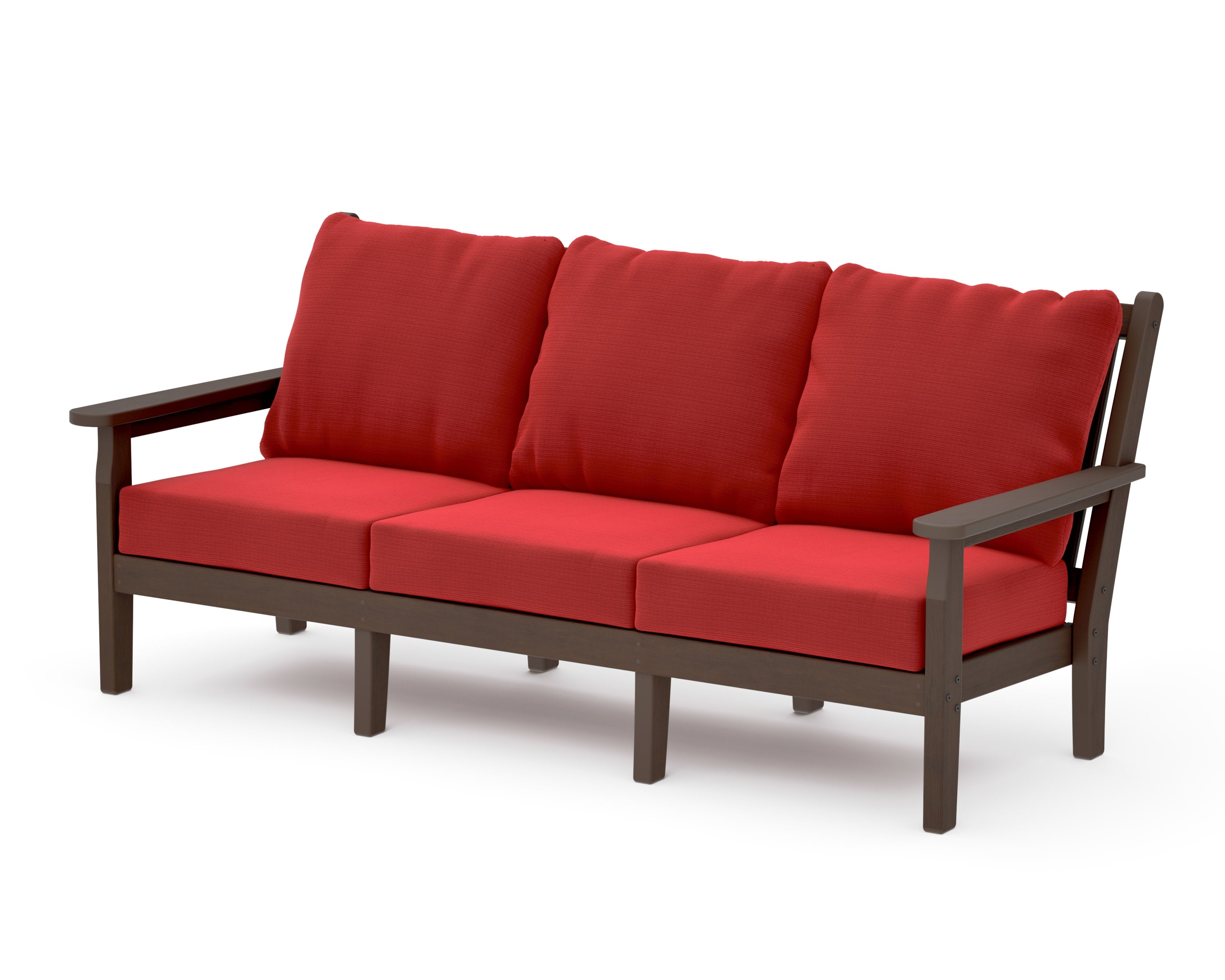 Chippendale Deep Seating Sofa in Kona / Crimson Linen