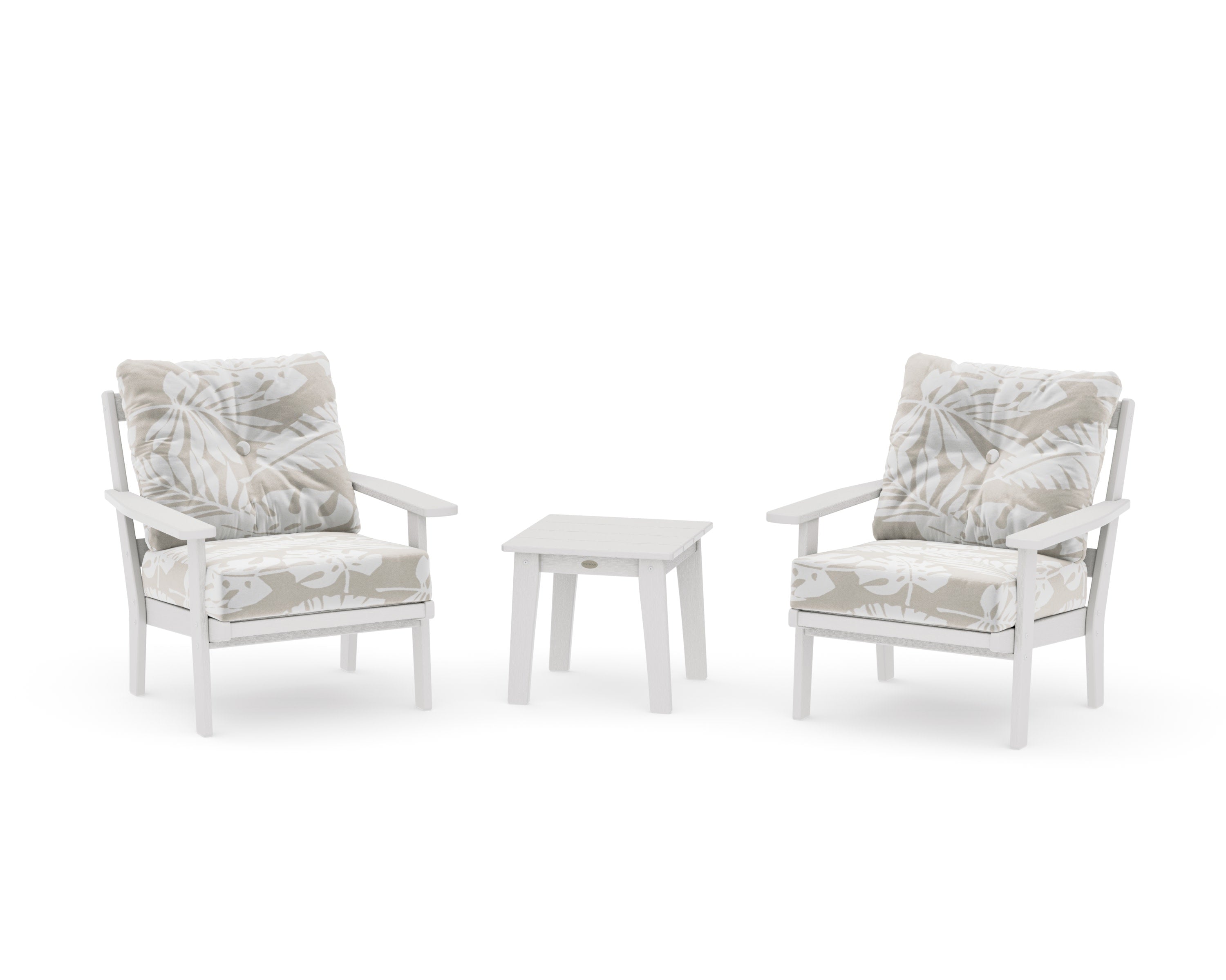Prairie 3-Piece Deep Seating Set in Vintage White / Leaf Dune Burlap