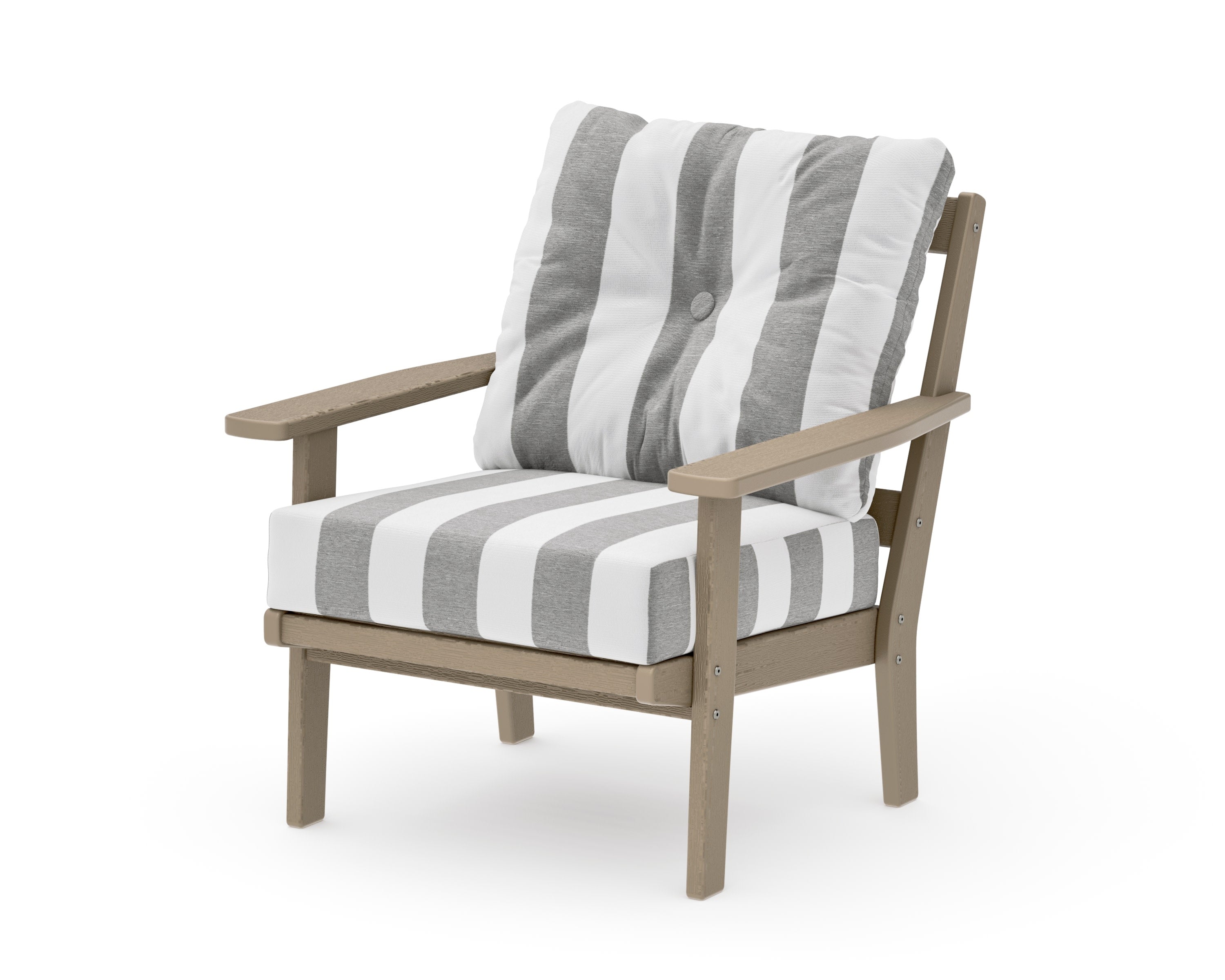 Prairie Deep Seating Chair in Vintage Sahara / Cabana Stripe Grey Mist