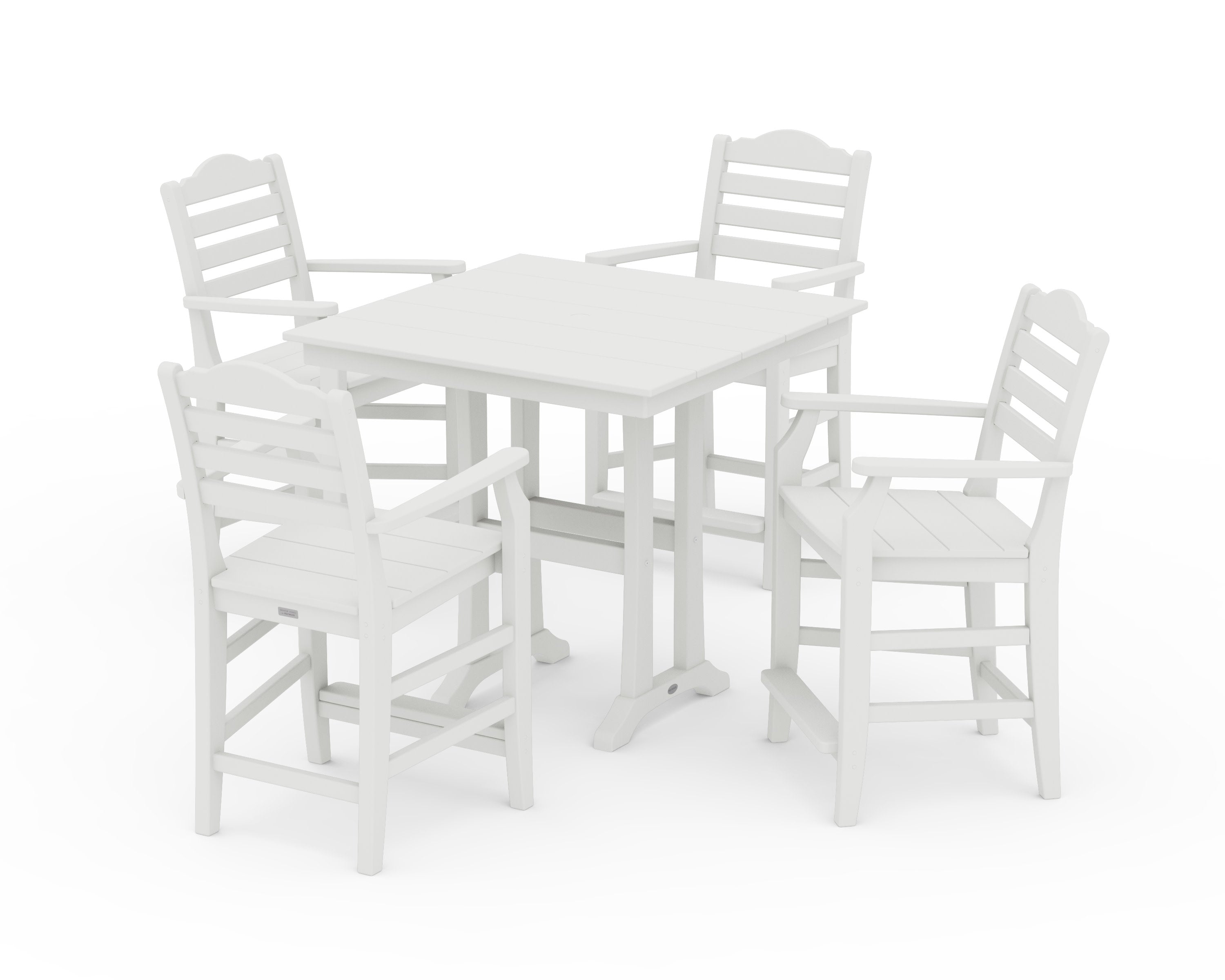 Savannah 5-Piece Farmhouse Counter Set with Trestle Legs in Vintage White