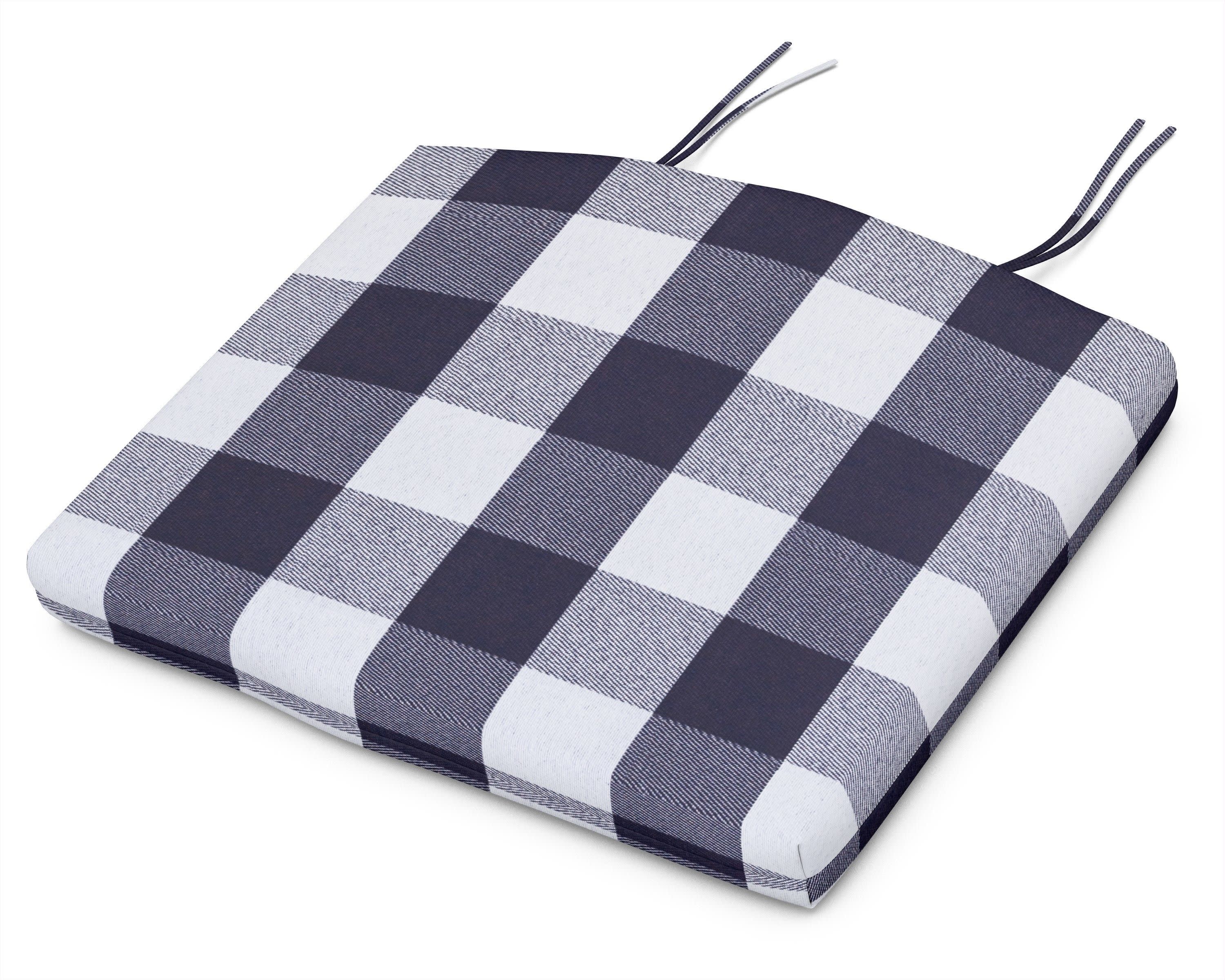 Seat Cushion - 17.80"D x 19"W x 2.5"H in Buffalo Plaid Navy