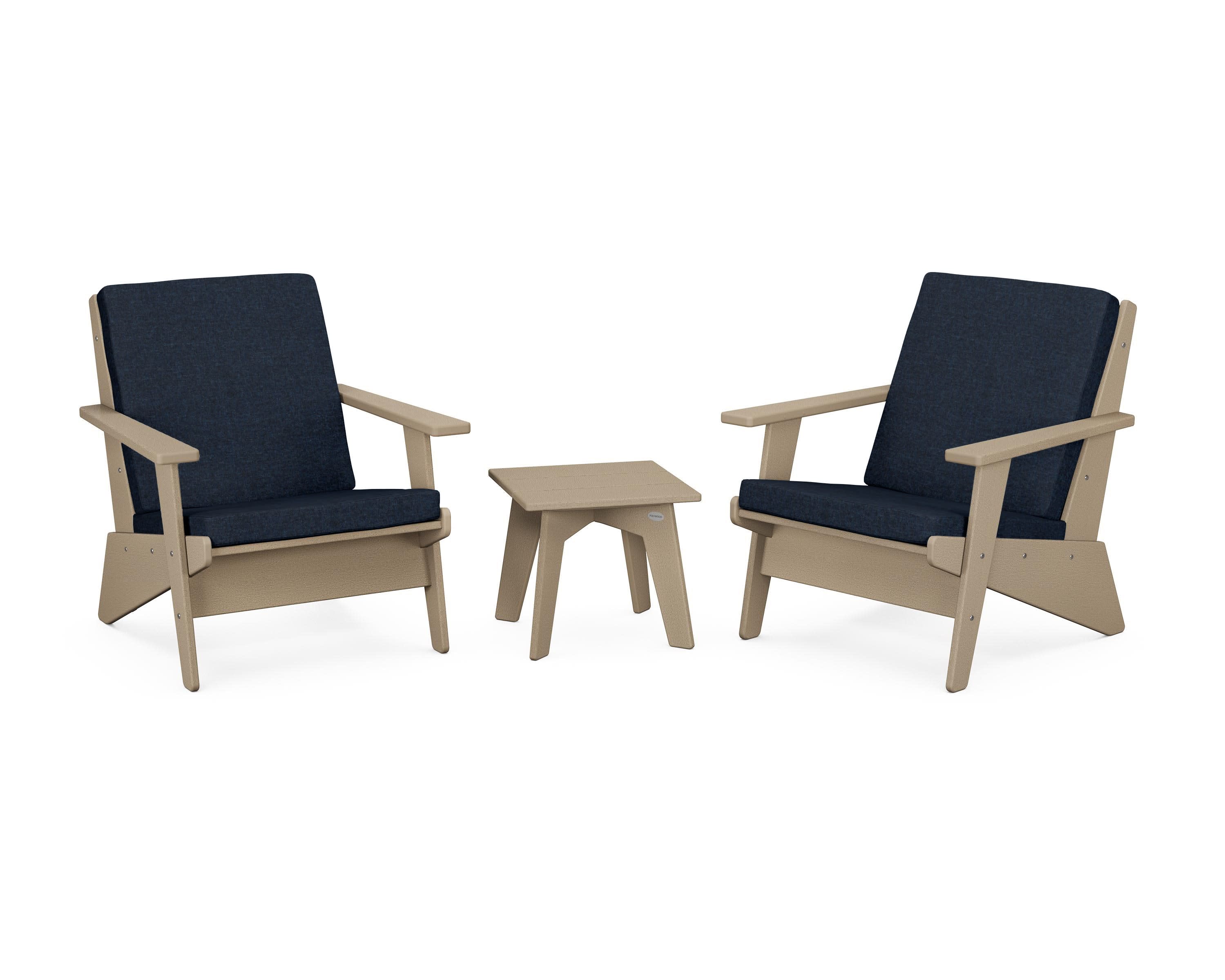 Riviera Modern Lounge 3-Piece Set in Vintage Sahara / Marine Indigo
