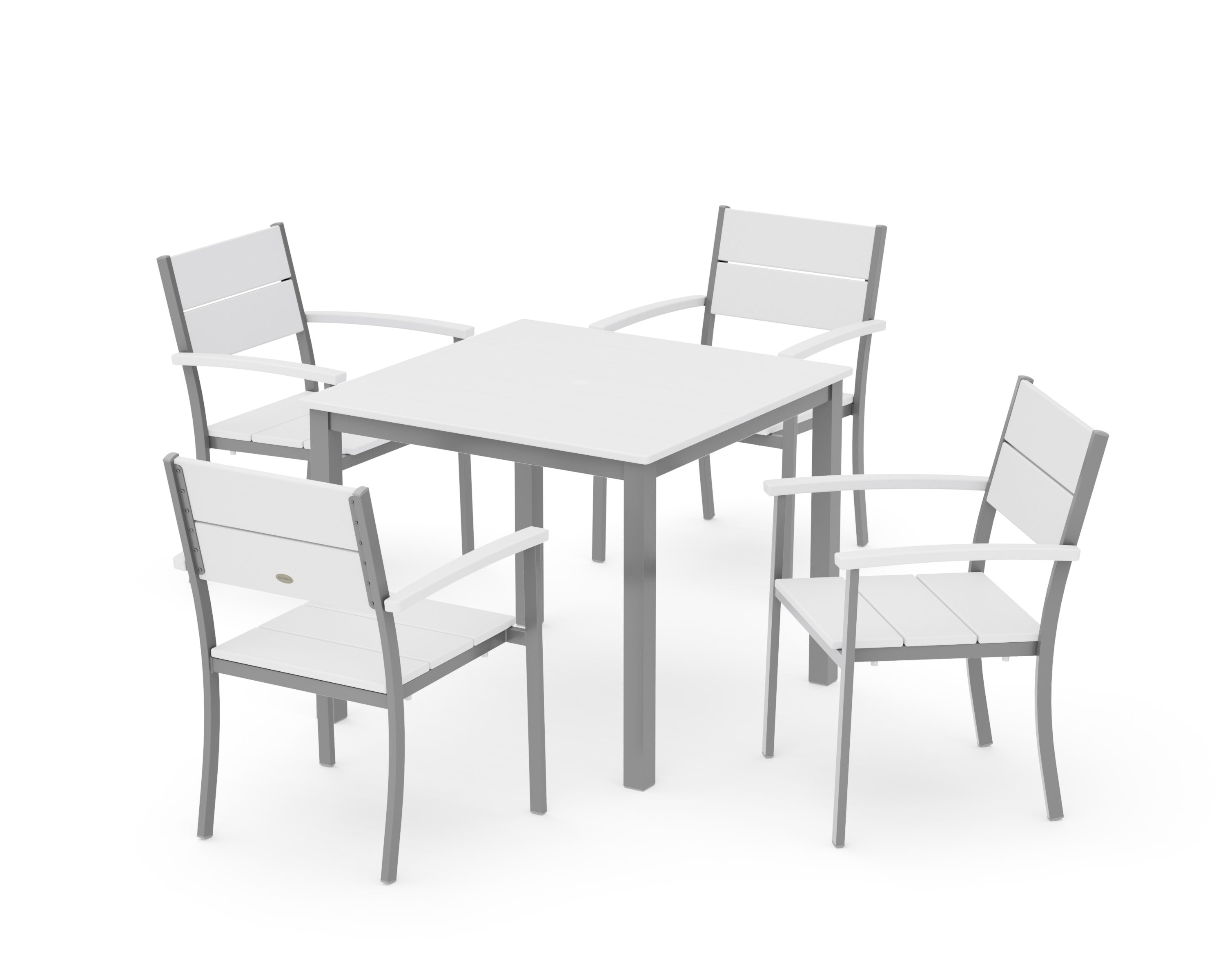 Main Street 5-Piece Dining Set in Silver / White