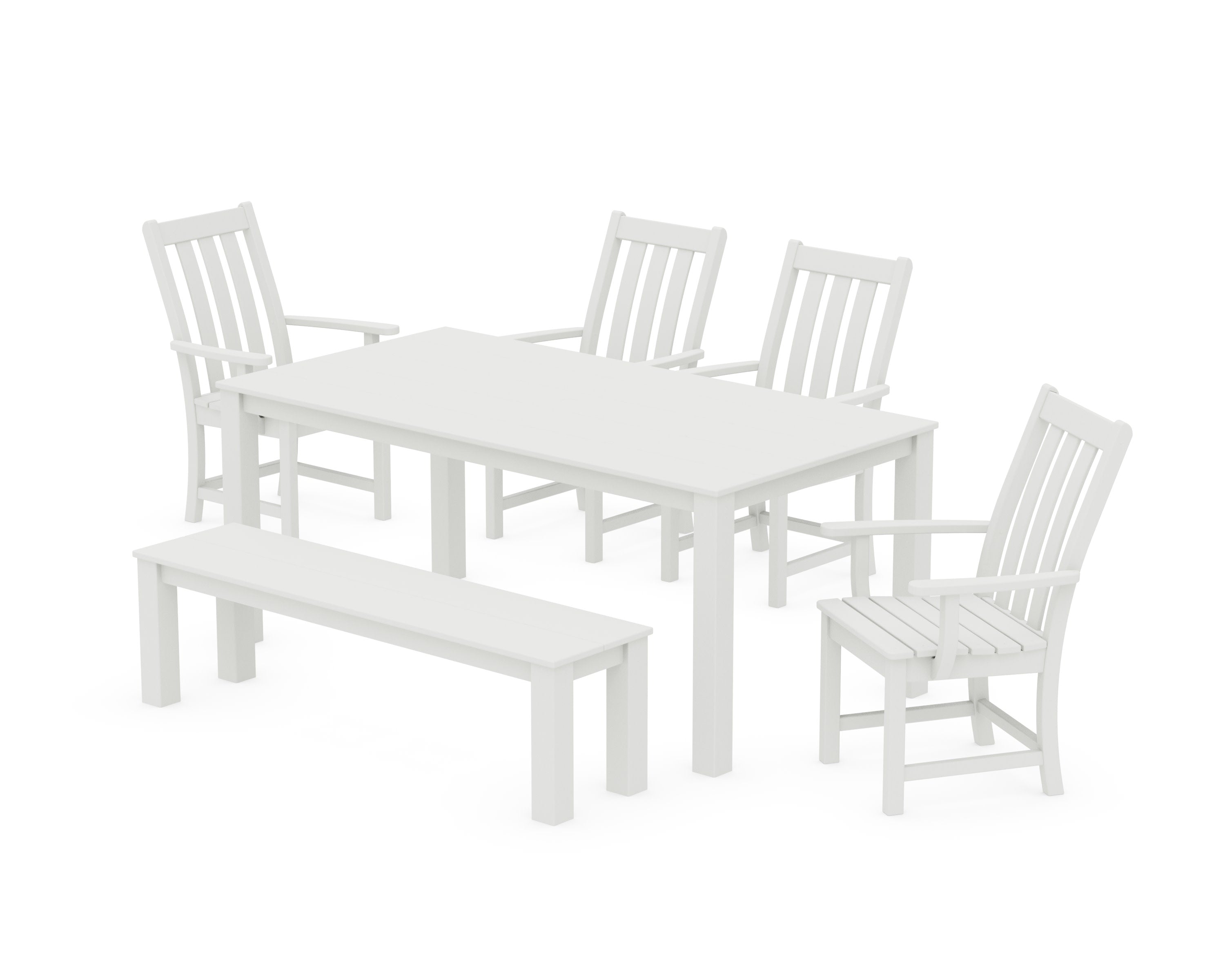 Vineyard 6-Piece Parsons Dining Set with Bench in Vintage White