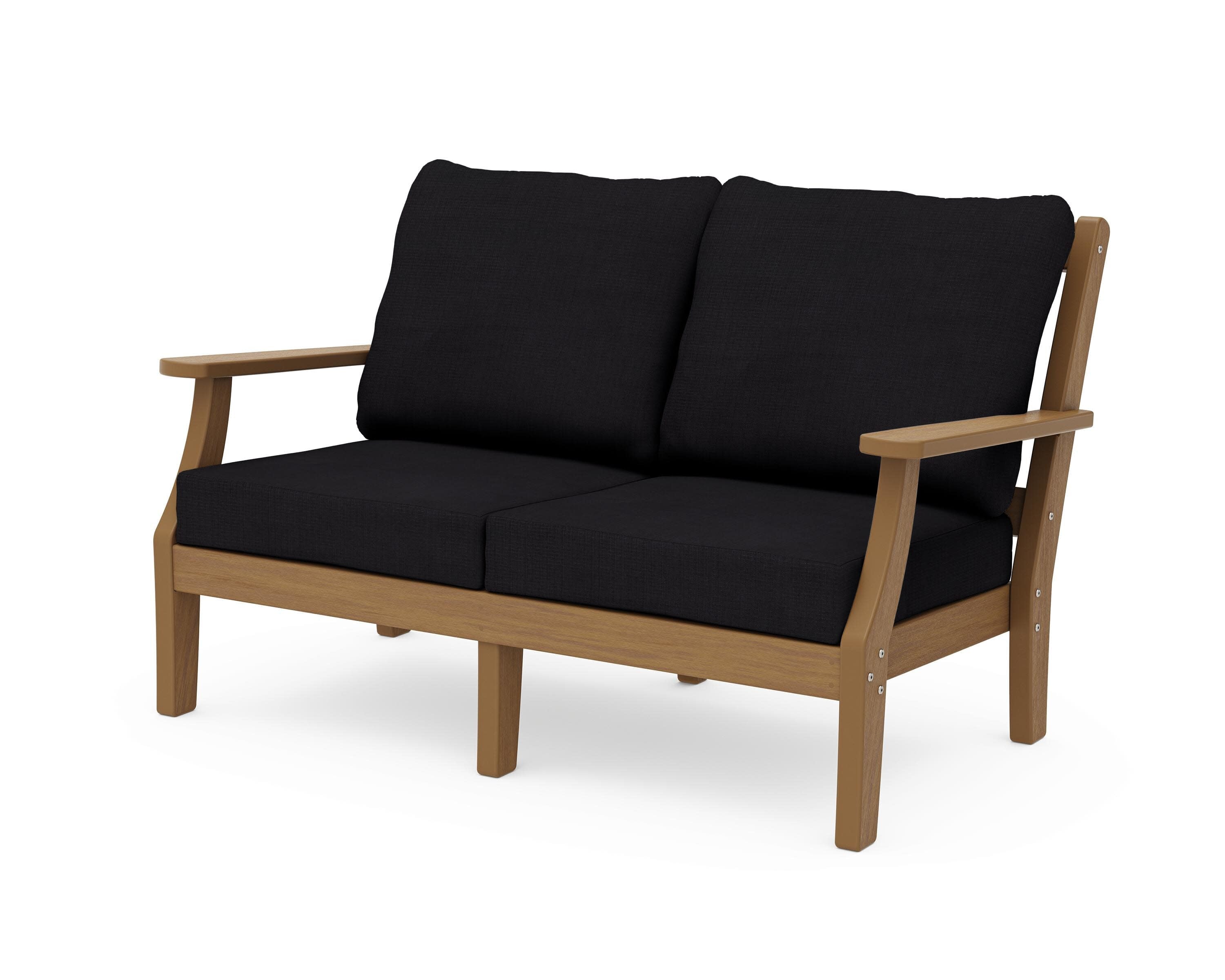 Chinoiserie Deep Seating Loveseat in Natural / Midnight Linen