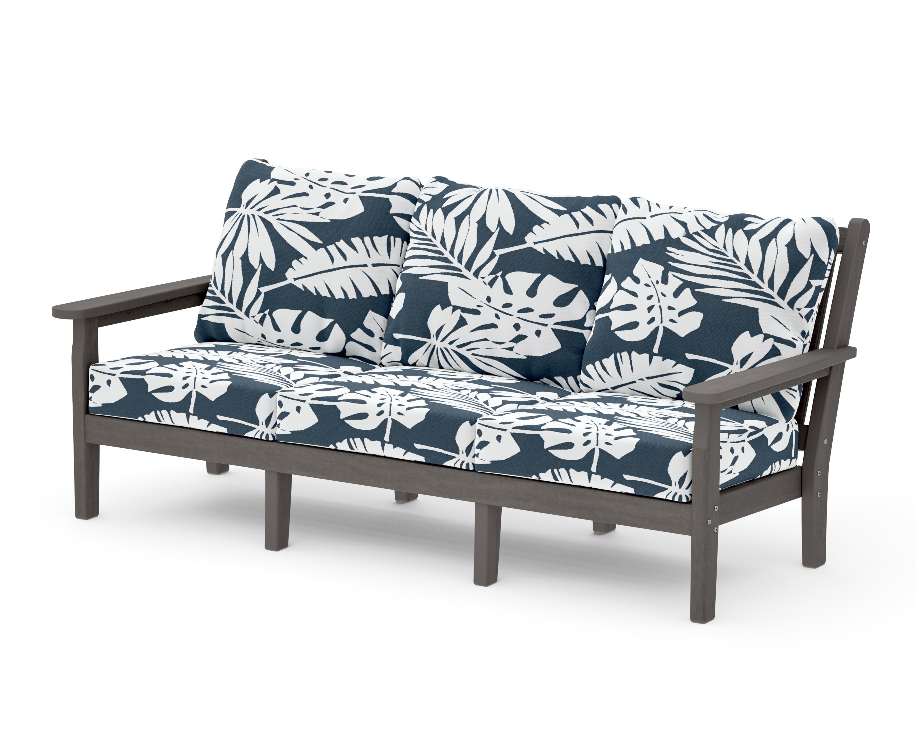Chippendale Deep Seating Sofa in Driftwood / Leaf Marine Indigo