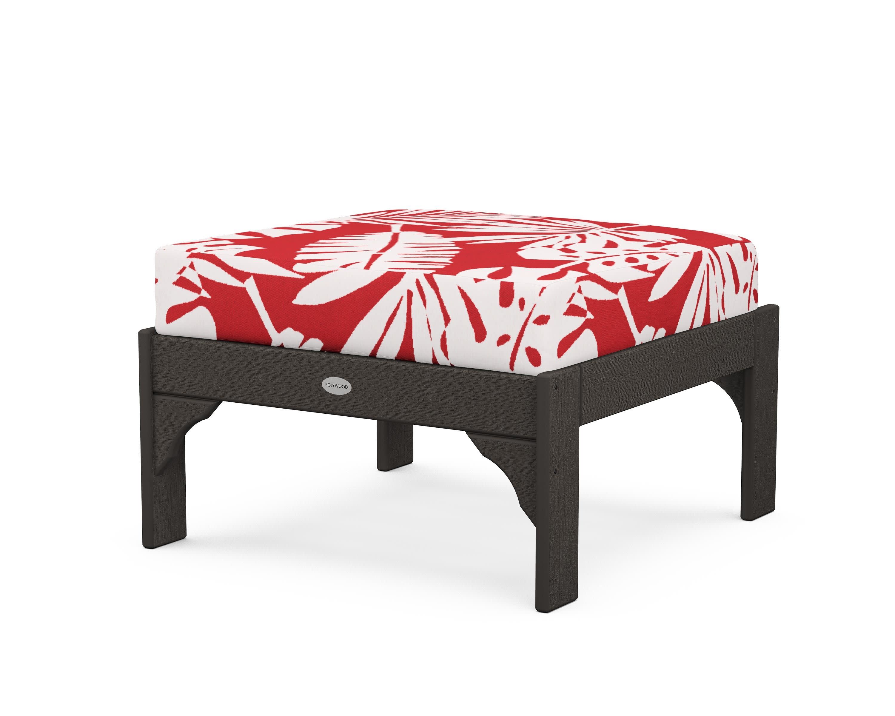 Vineyard Deep Seating Ottoman in Vintage Coffee / Leaf Crimson