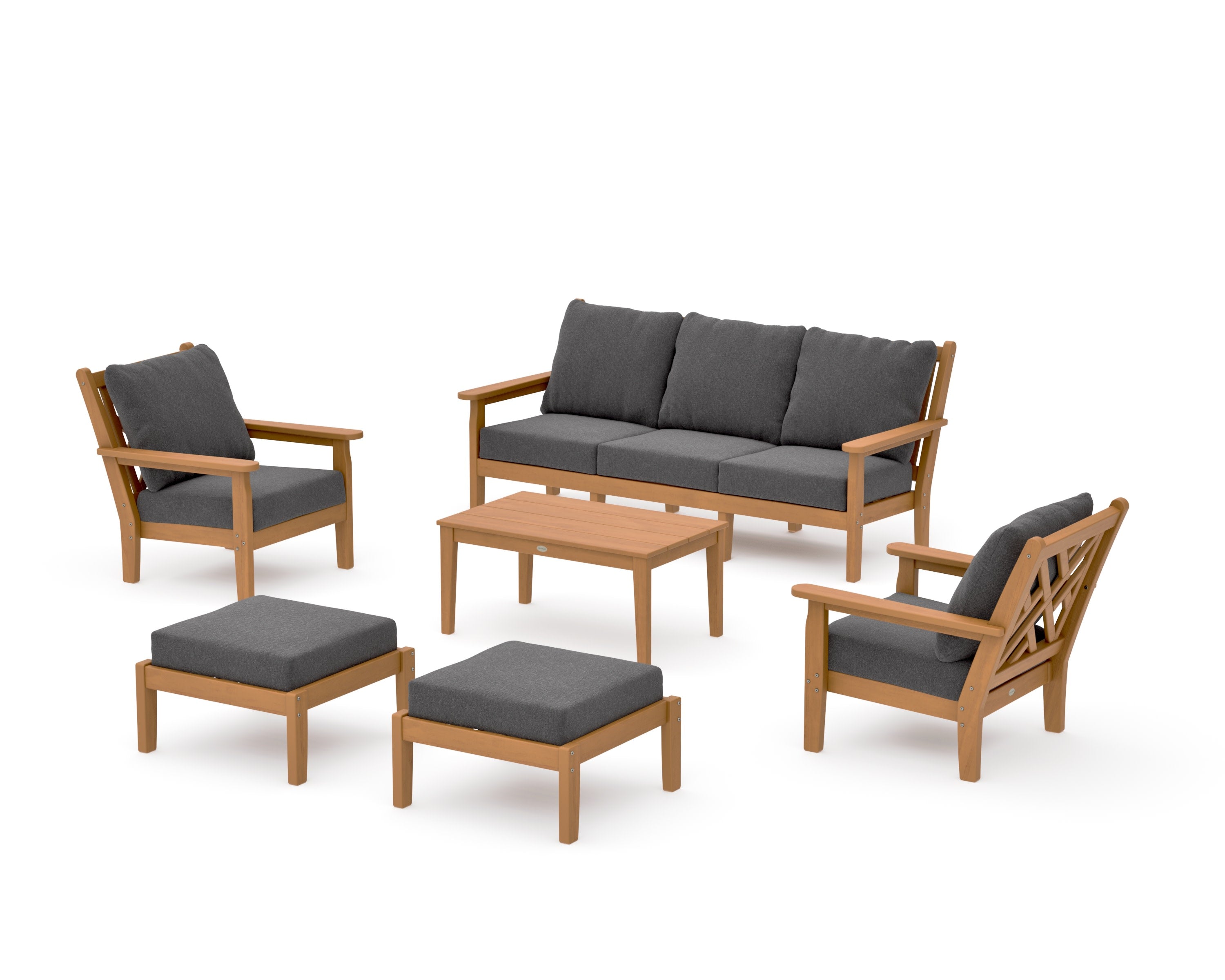 Chippendale 6-Piece Lounge Sofa Set in Natural / Ash Charcoal