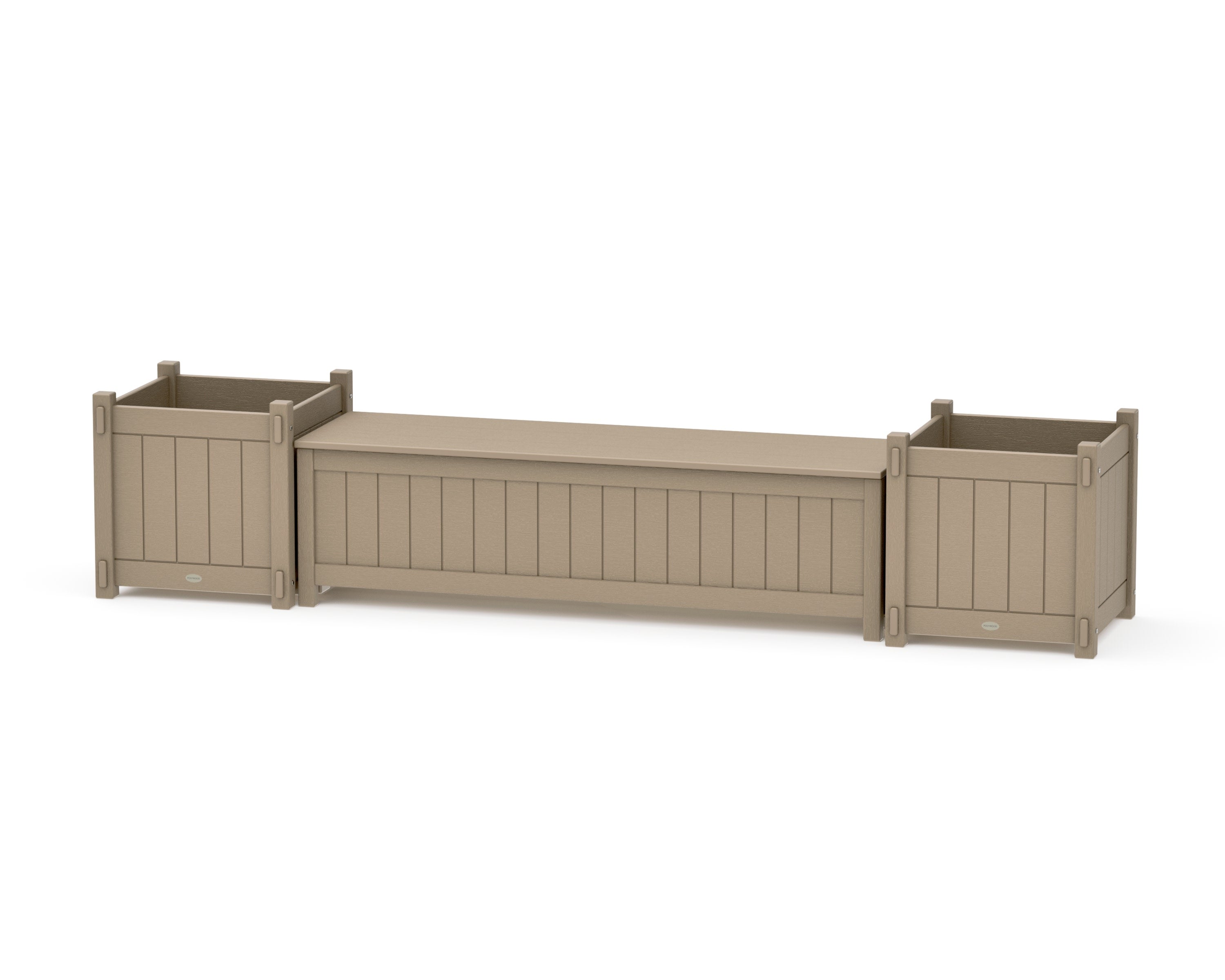 60" Vineyard Straight Planter Storage Bench Set- Large in Vintage Sahara