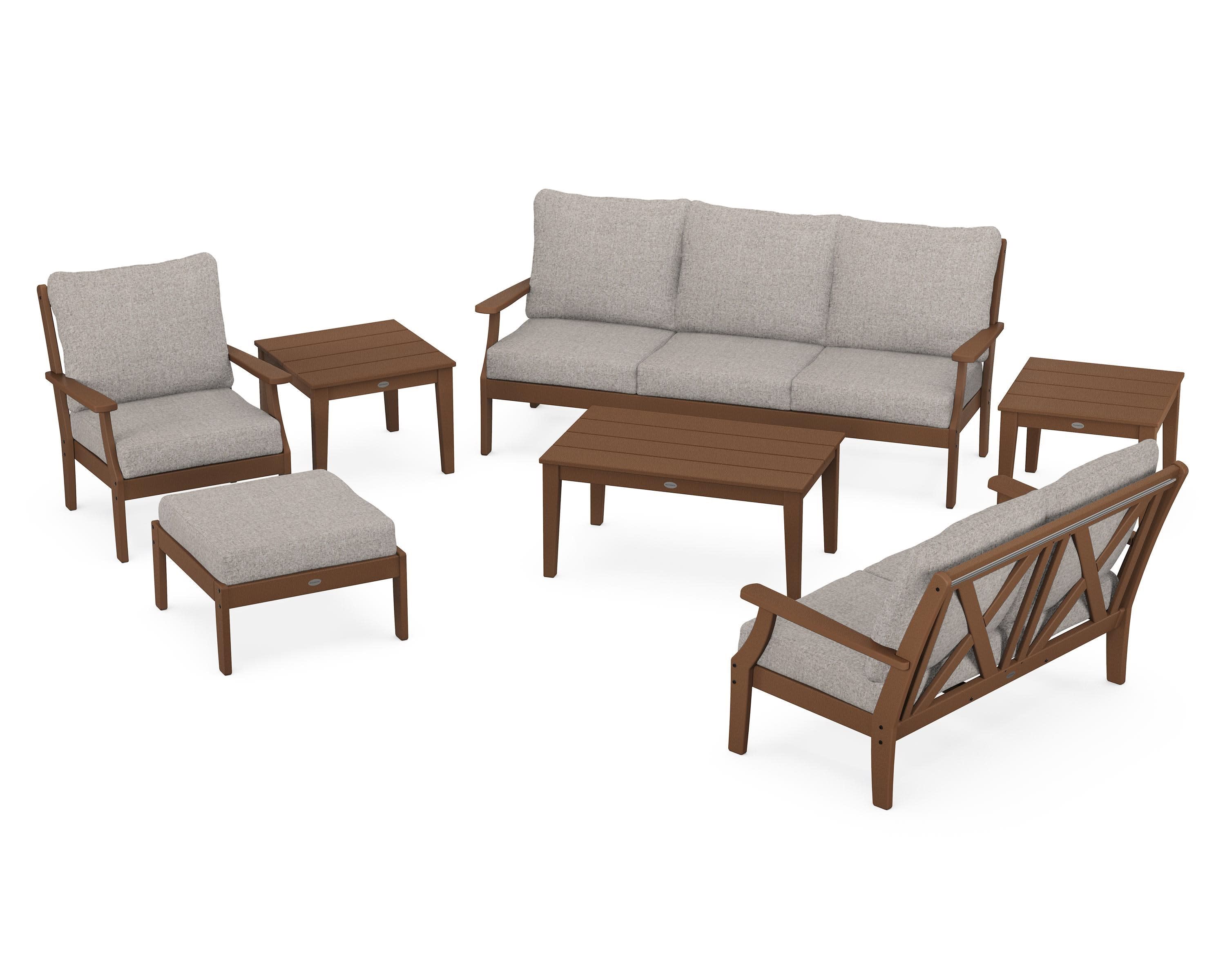 Braxton 7-Piece Deep Seating Set in Teak / Weathered Tweed