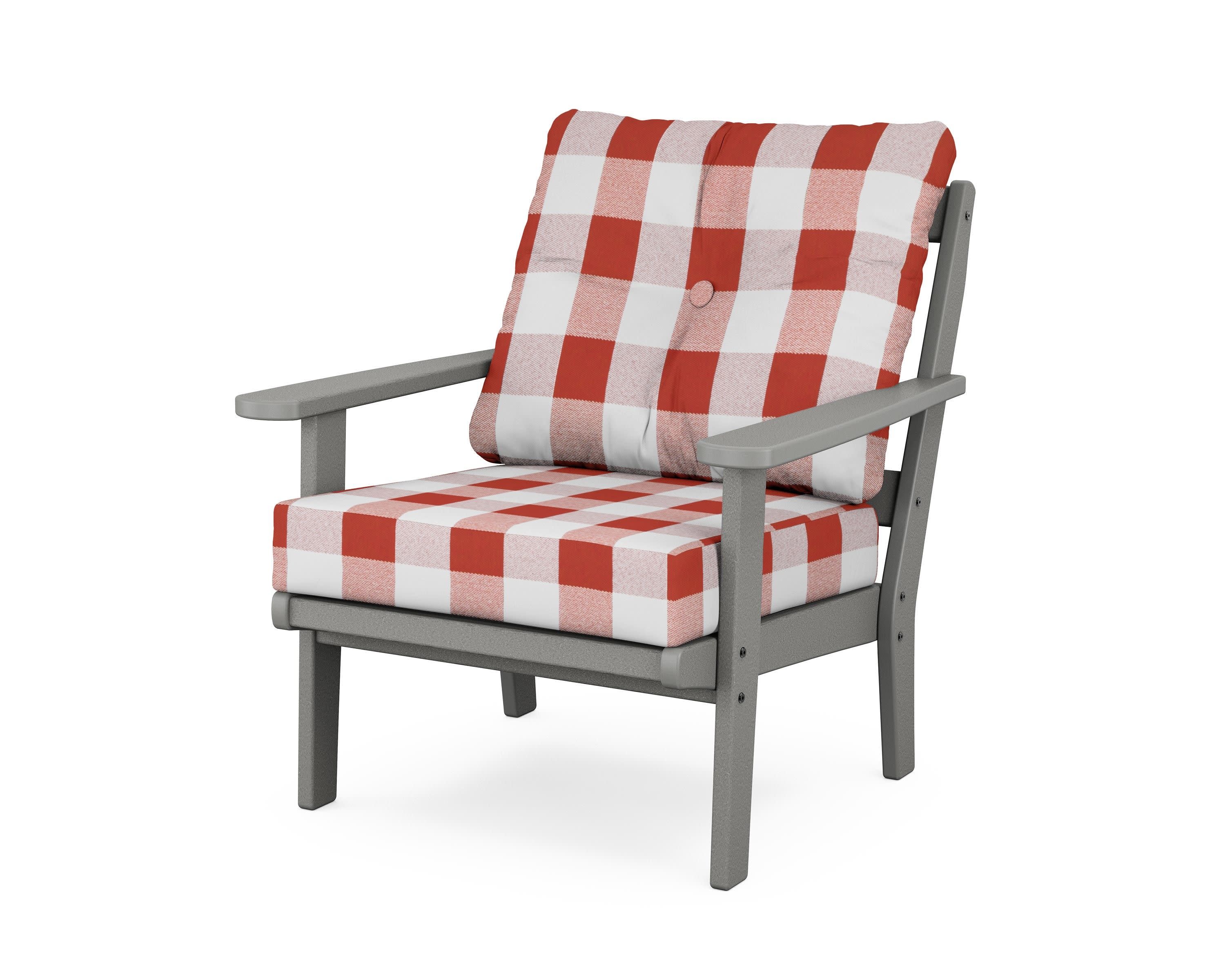 Mission Deep Seating Chair in Slate Grey / Buffalo Plaid Crimson