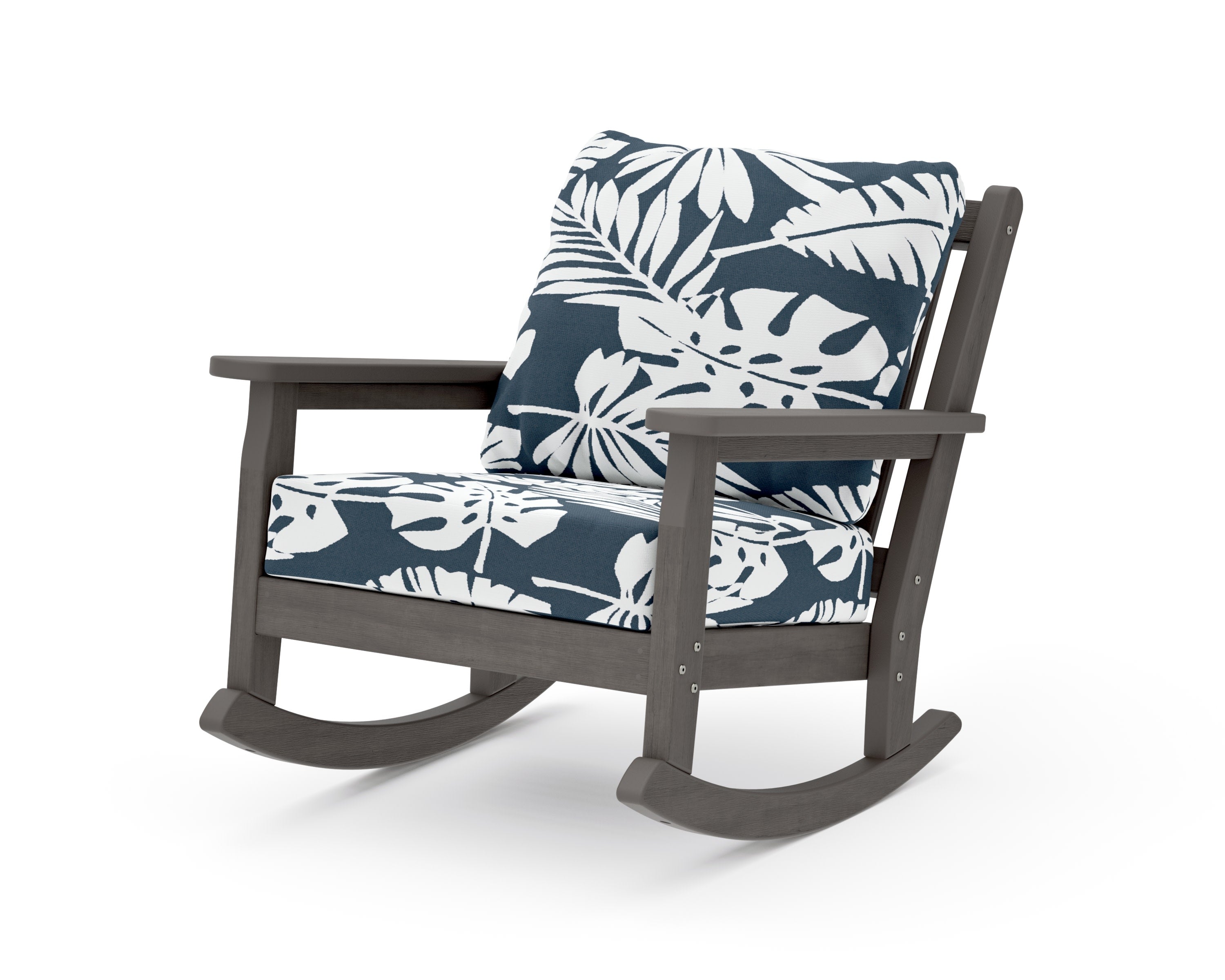 Chippendale Deep Seating Rocking Chair in Driftwood / Leaf Marine Indigo
