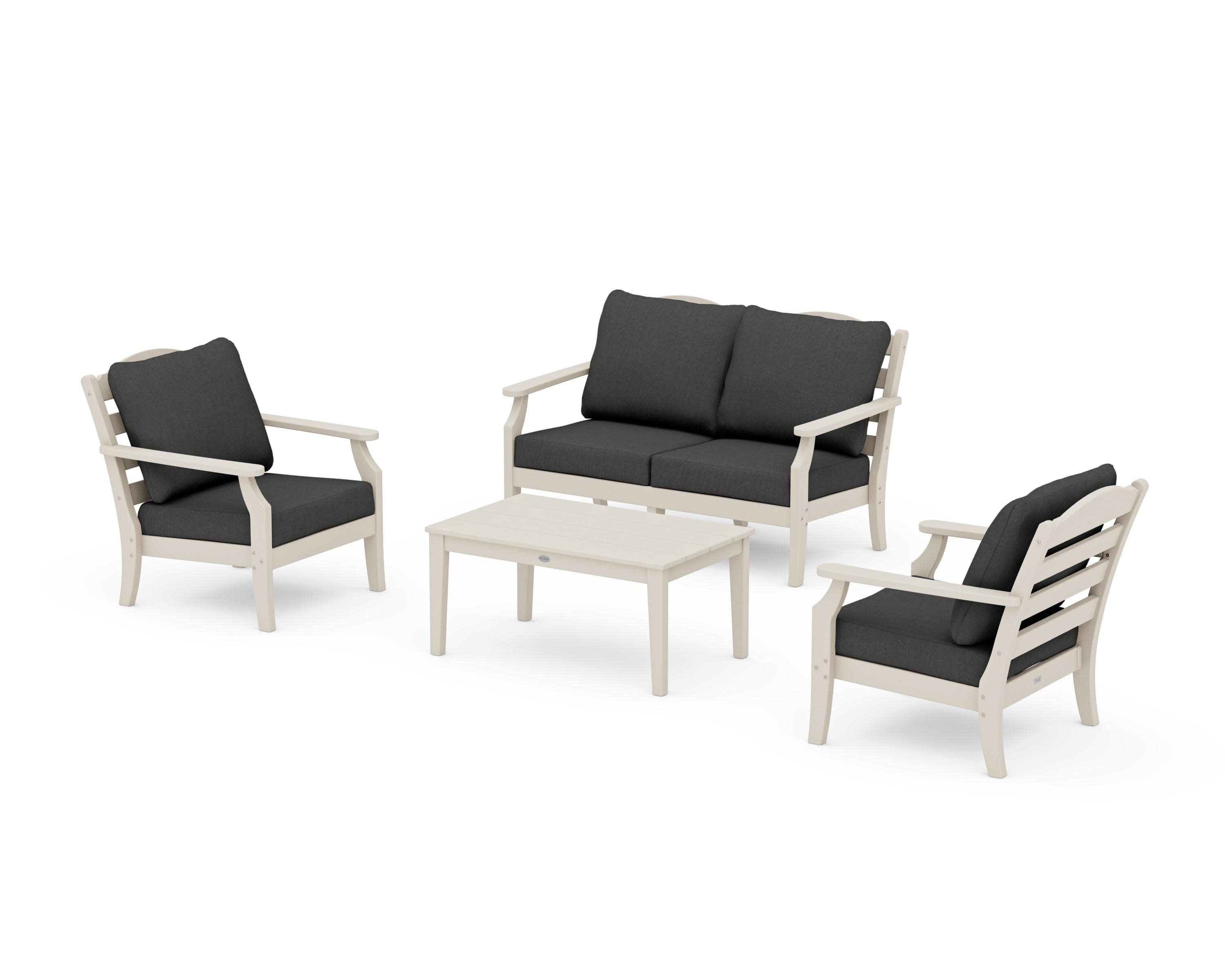 Savannah 4-Piece Deep Seating Set with Loveseat in Sand / Spectrum Carbon