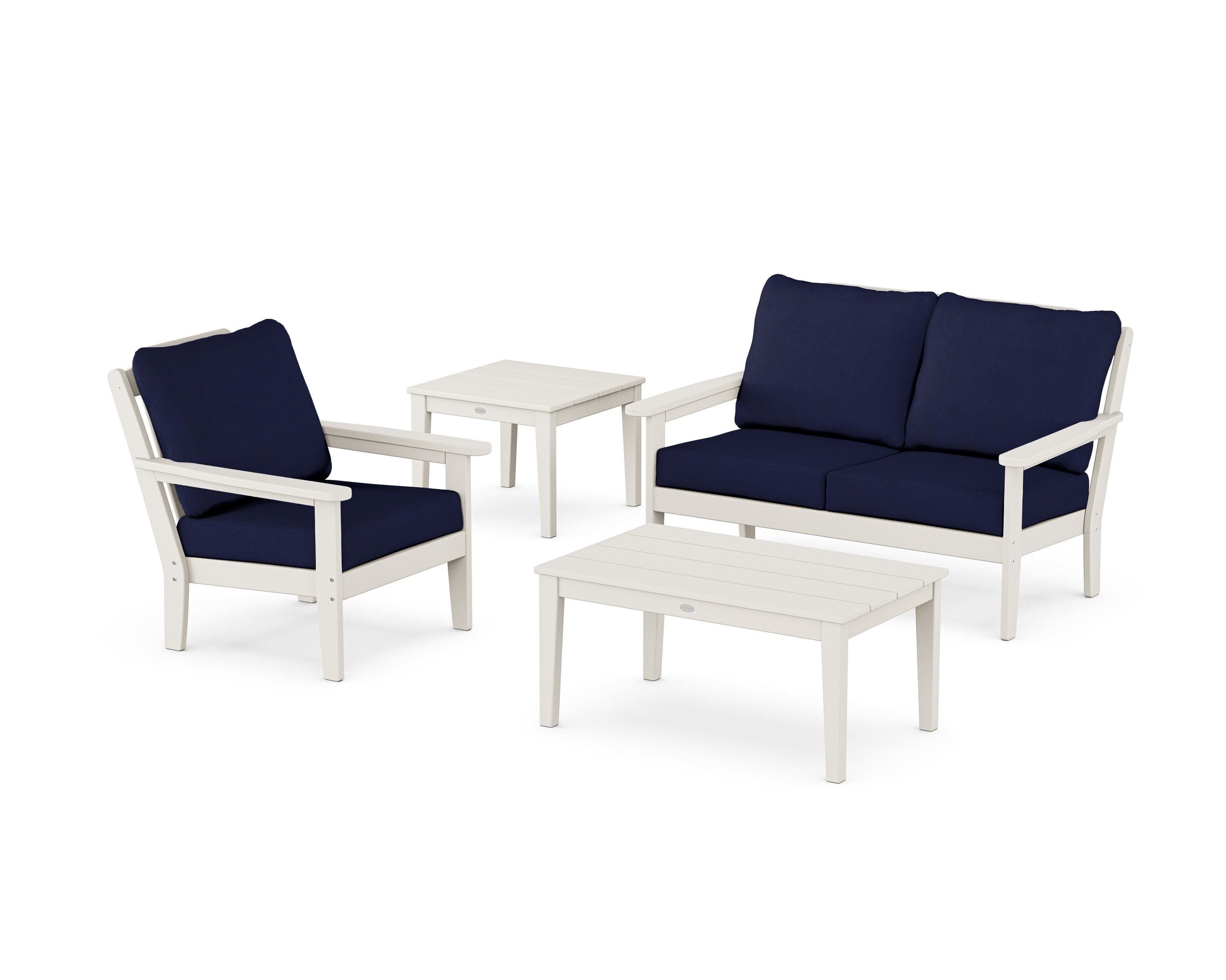 Wovendale 4-Piece Deep Seating Set in Sand / Navy