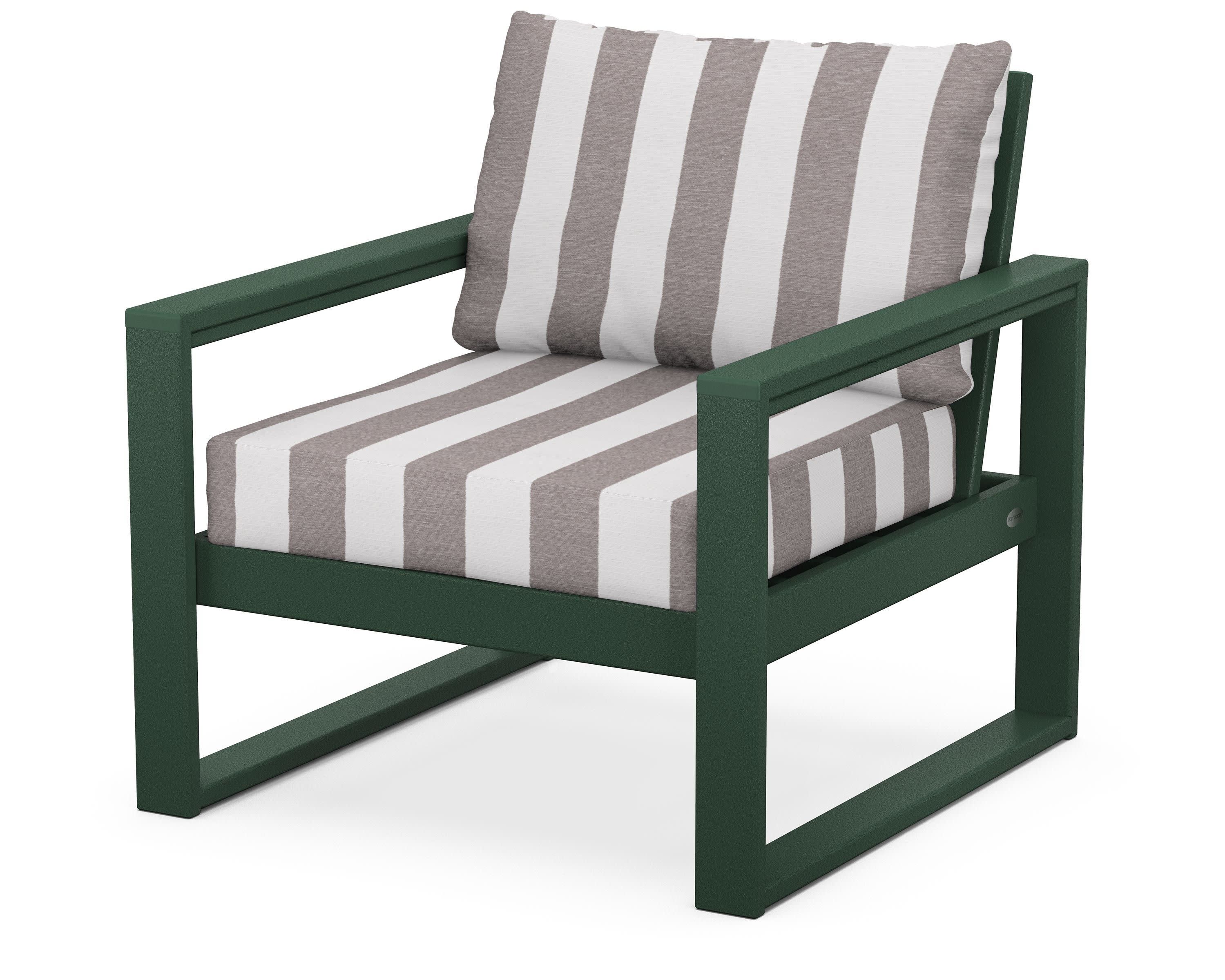 EDGE Club Chair in Green / Cabana Stripe Grey Mist