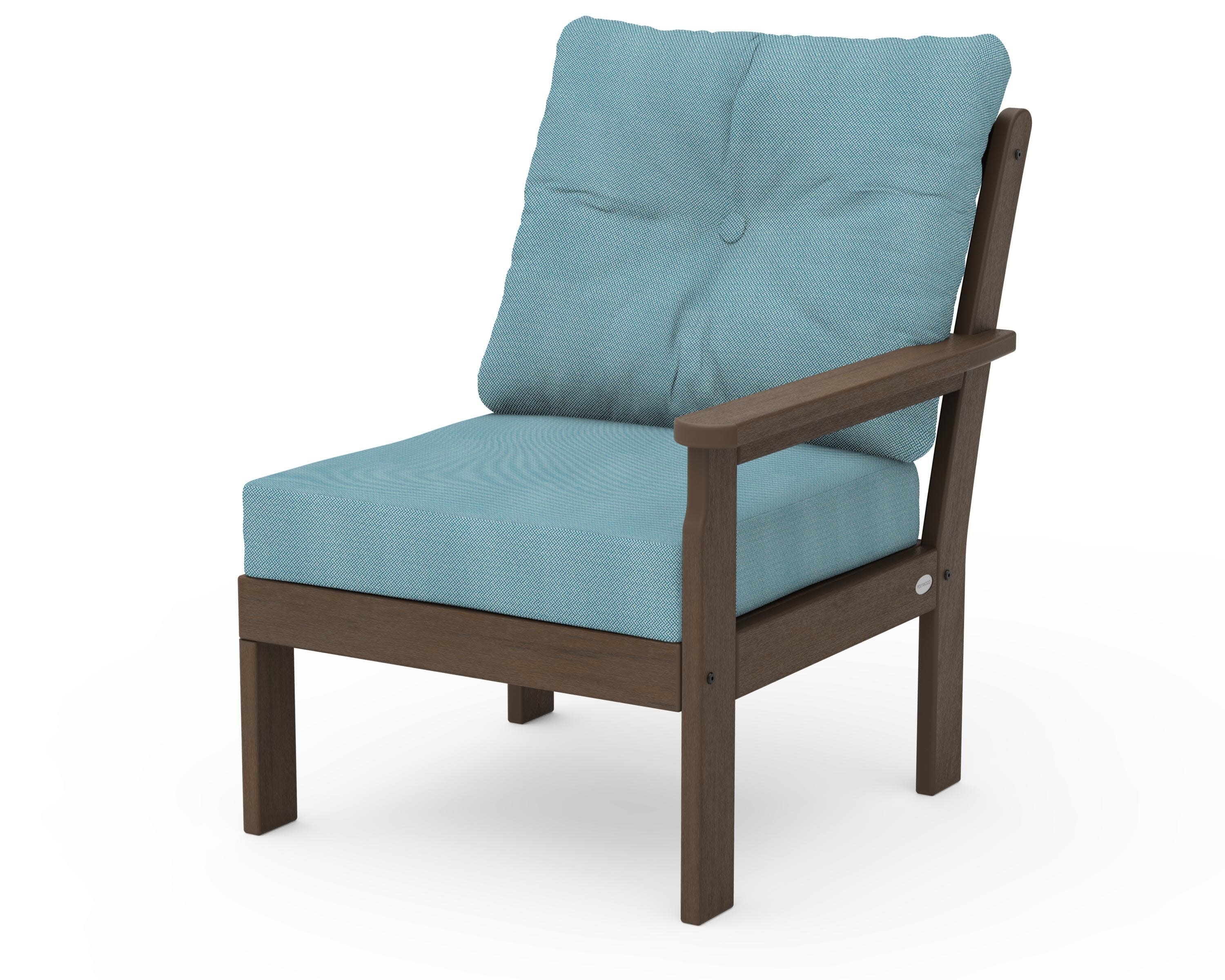 Vineyard Modular Right Arm Chair in Kona / Lattice Sky Blue