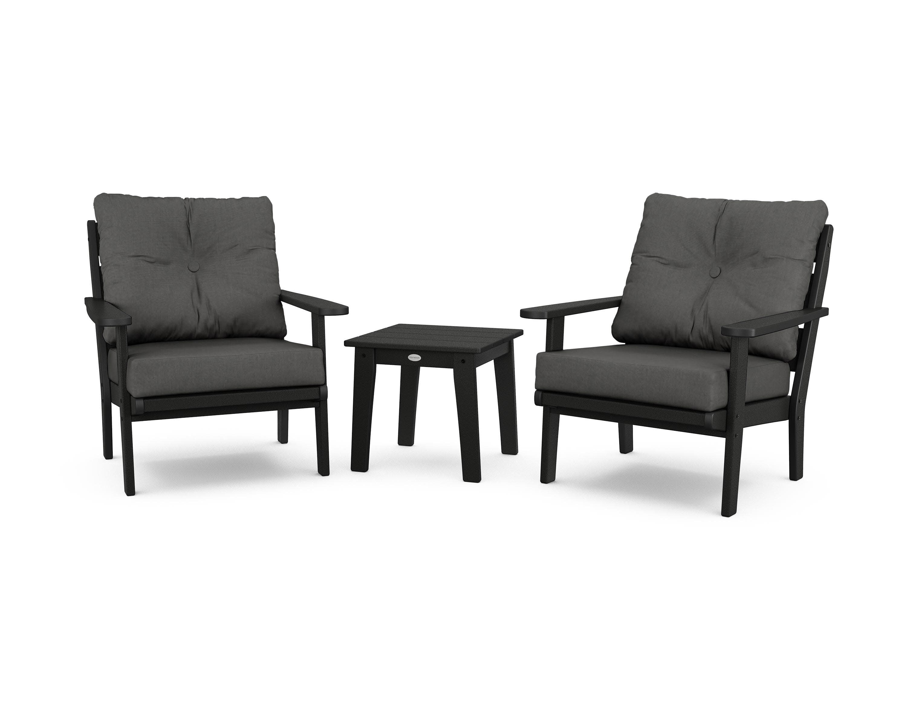 Lakeside 3-Piece Deep Seating Chair Set in Black / Spectrum Carbon